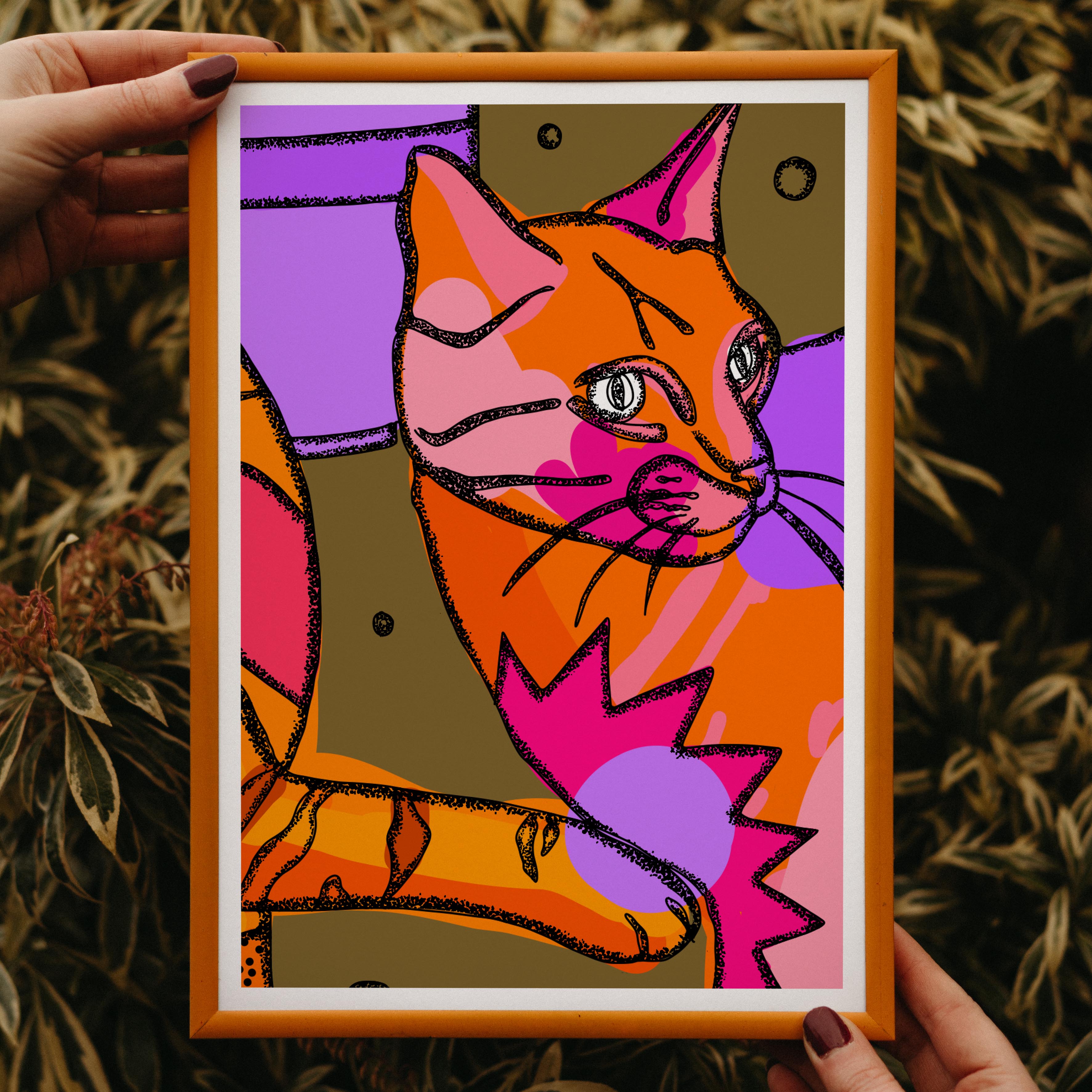 bright decor, cat prints, cat art, gift for cat lover