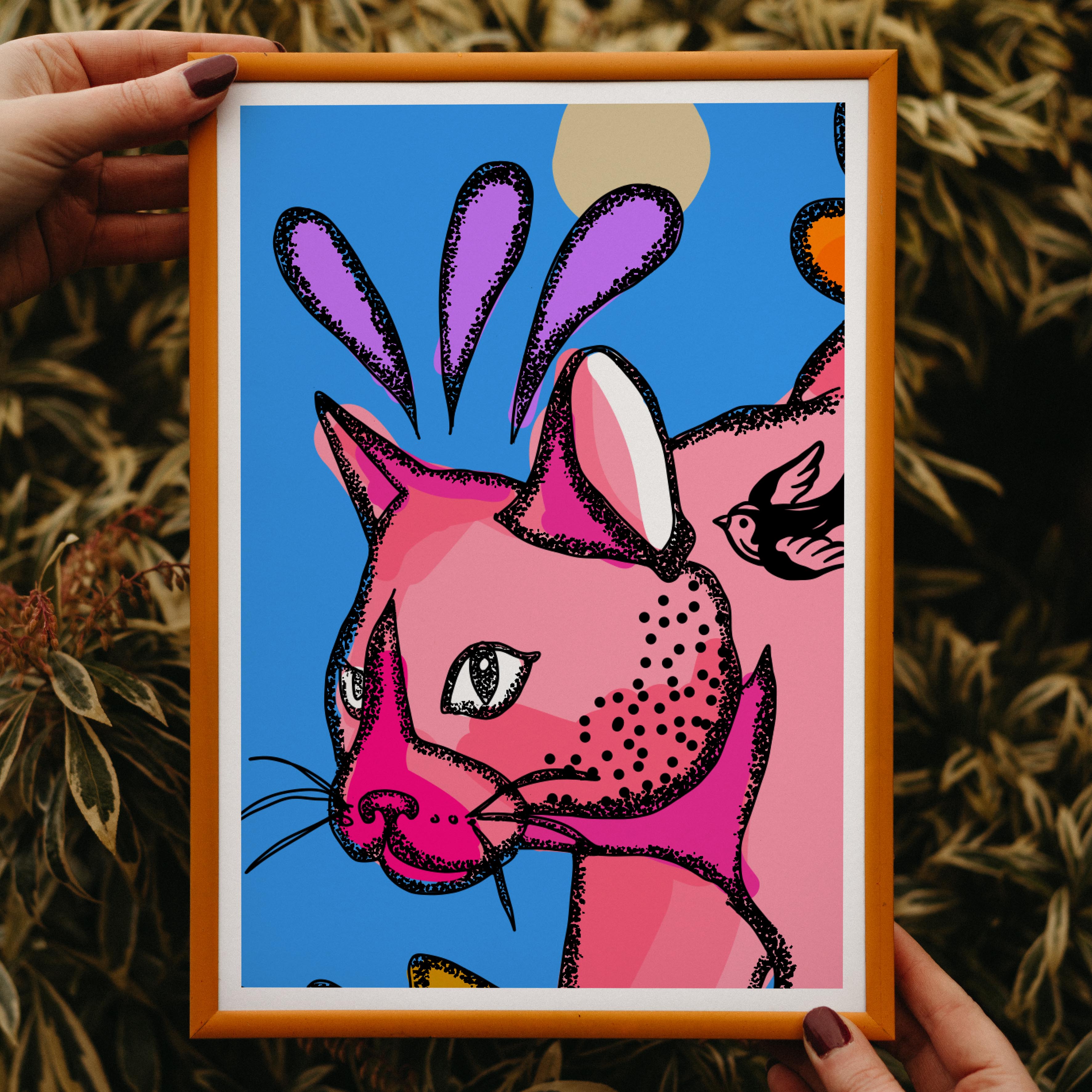 bright decor, cat prints, cat art, gift for cat lover