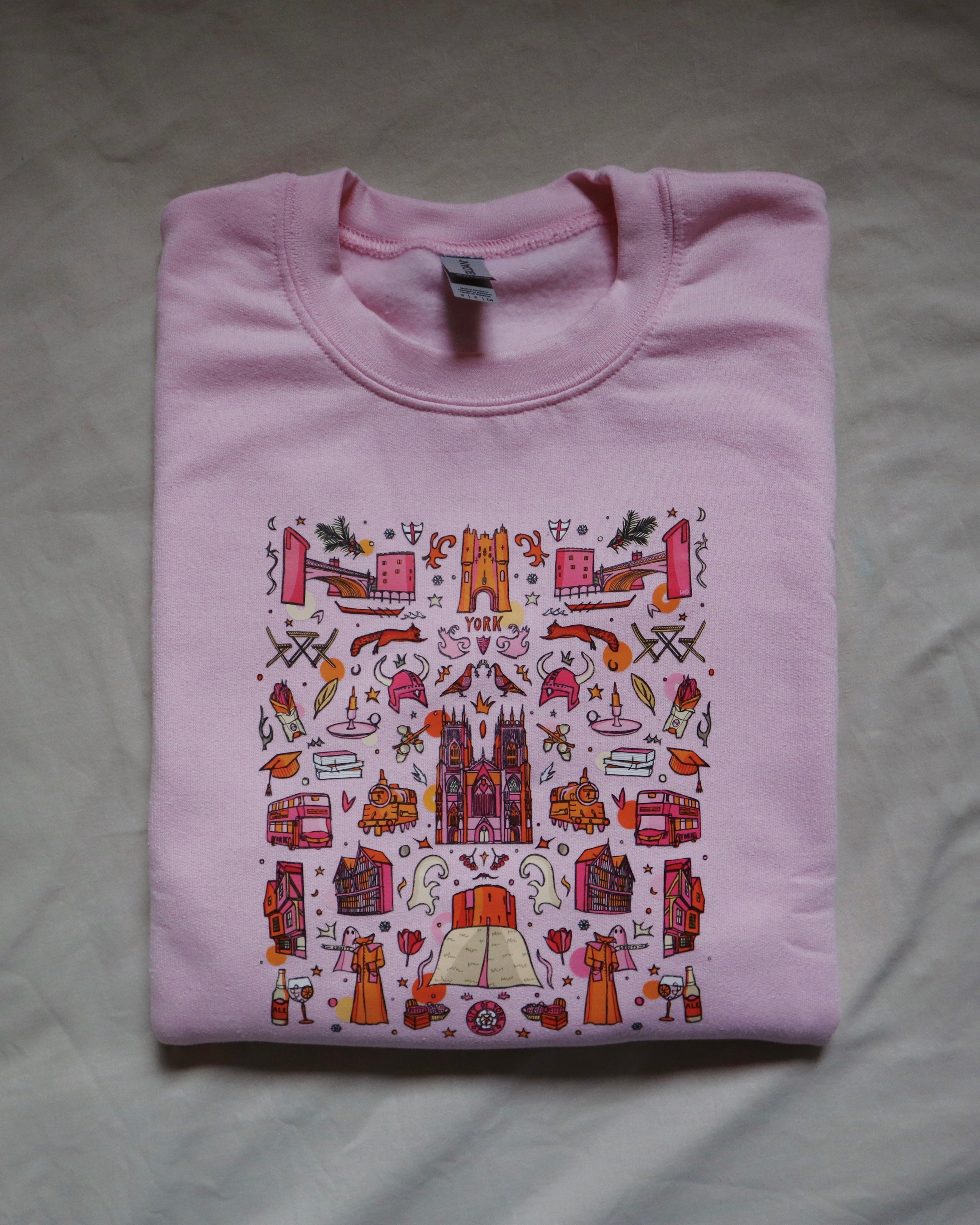 pink jumper, baby pink jumper, york jumper, york gift, york minster print, york uk