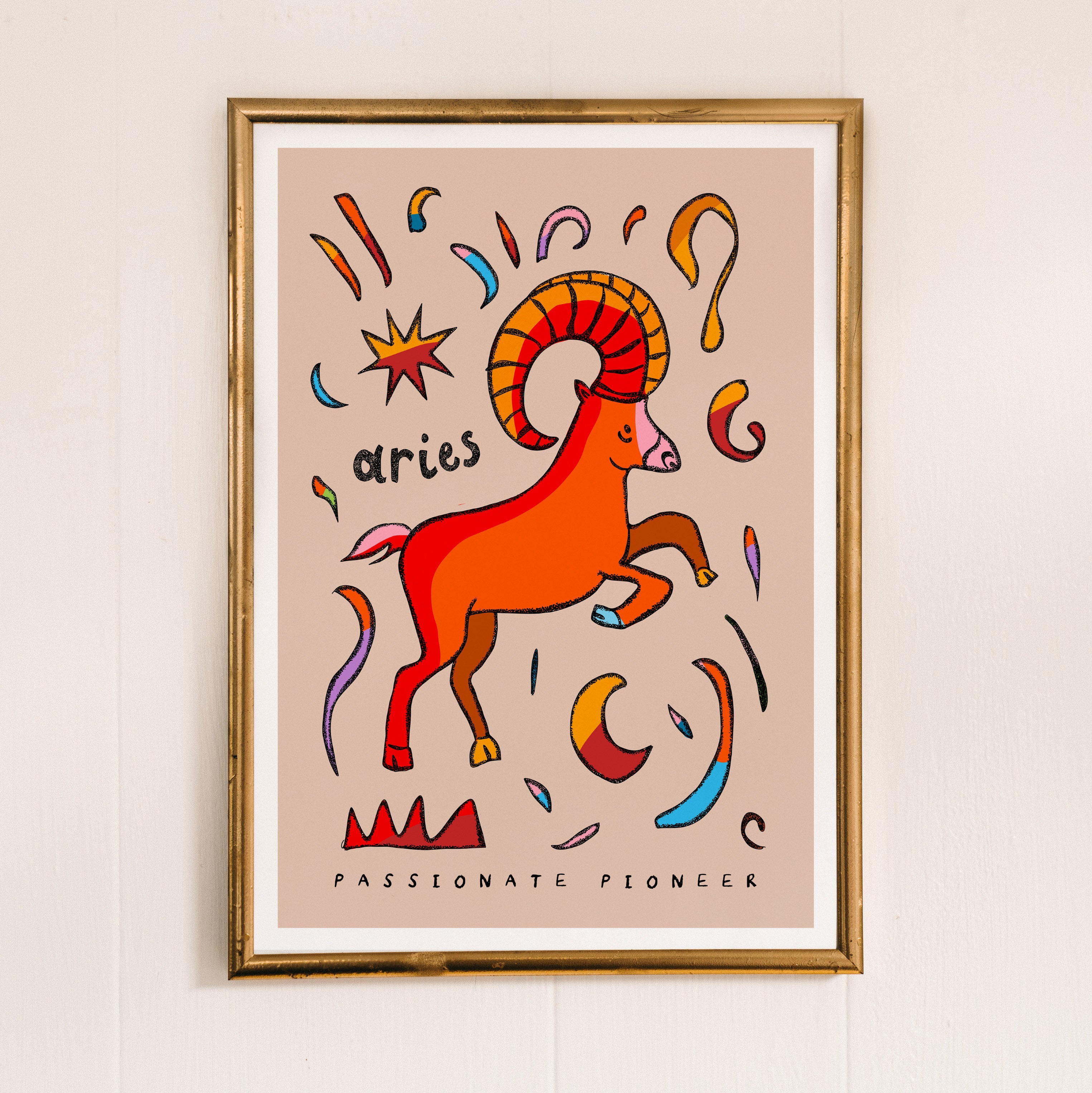 aries wall art, zodiac decor, aries print