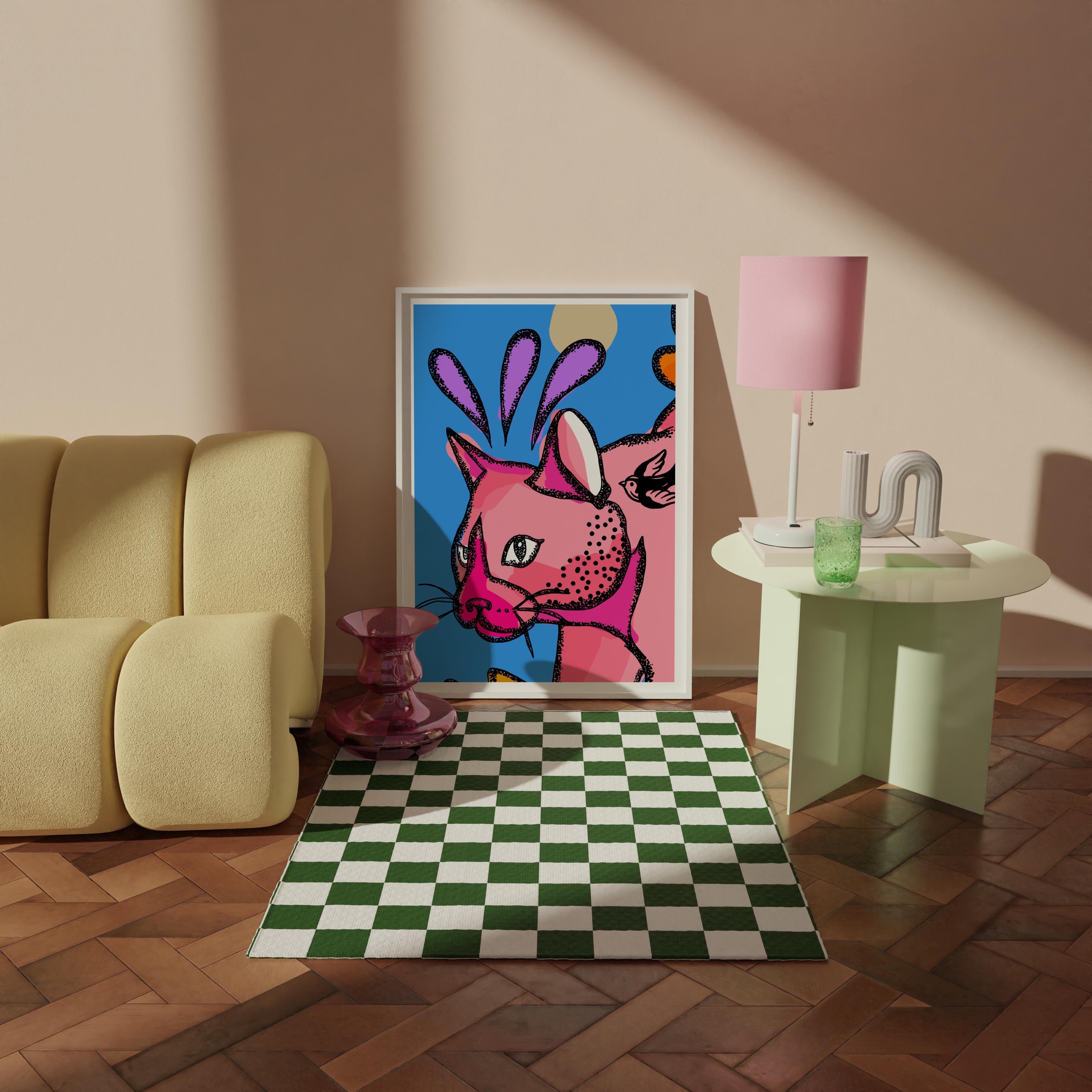 bright decor, cat prints, cat art, gift for cat lover