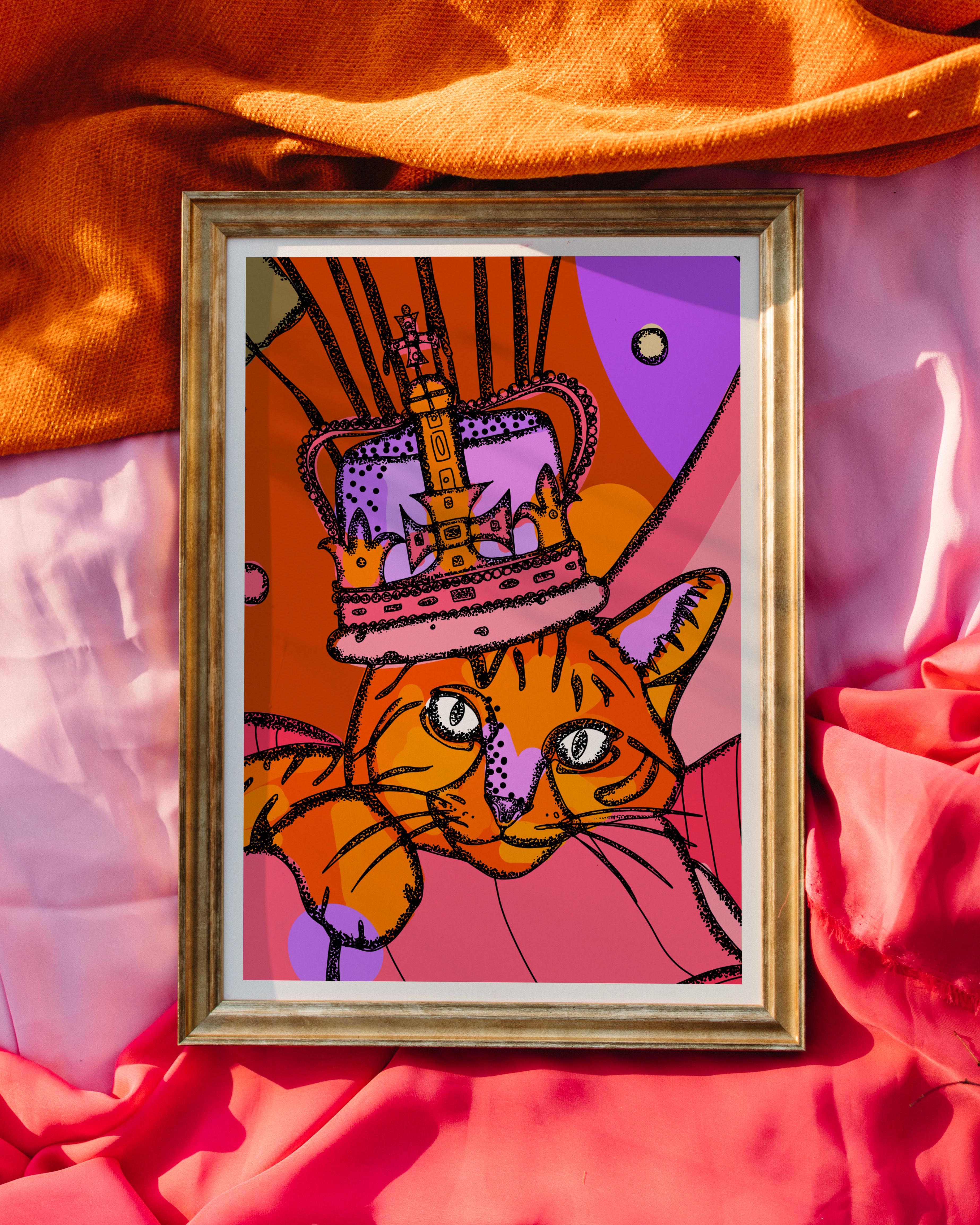 bright decor, cat prints, cat art, gift for cat lover