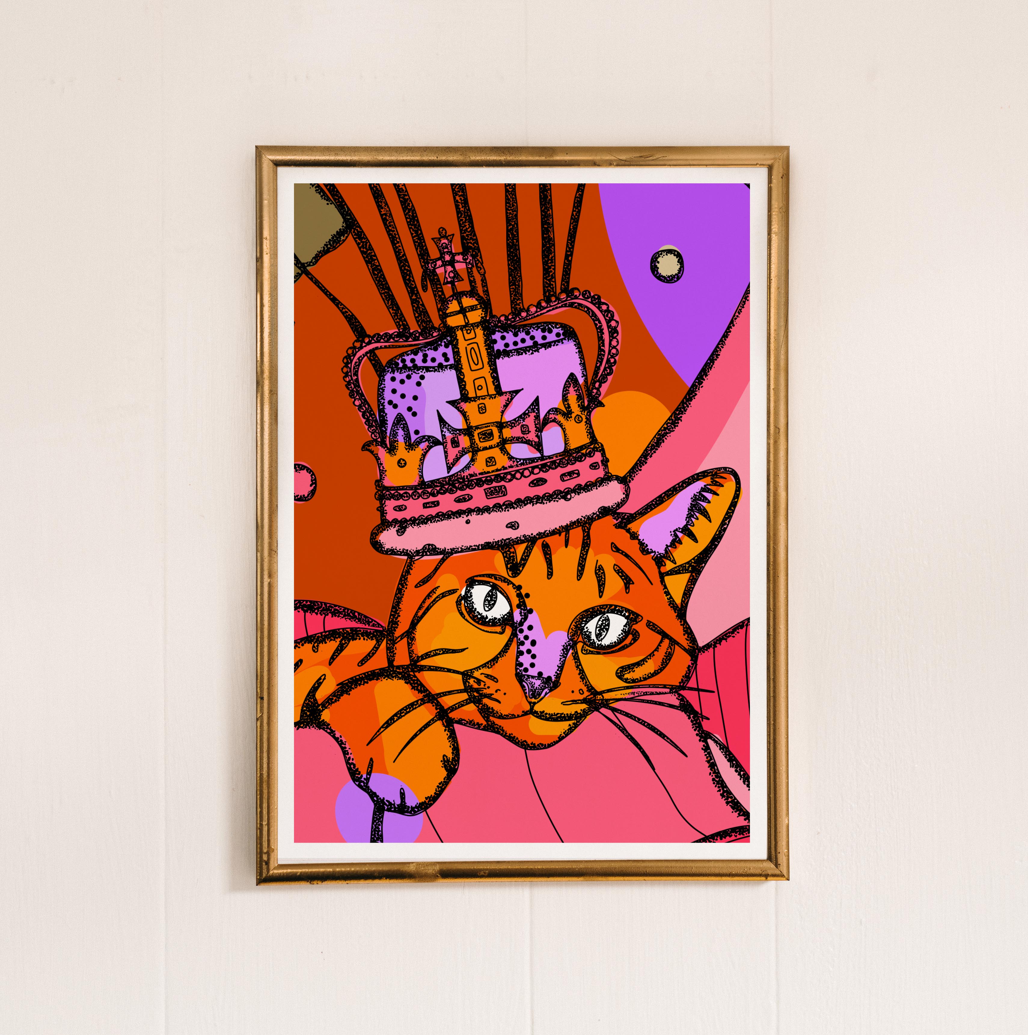 bright decor, cat prints, cat art, gift for cat lover