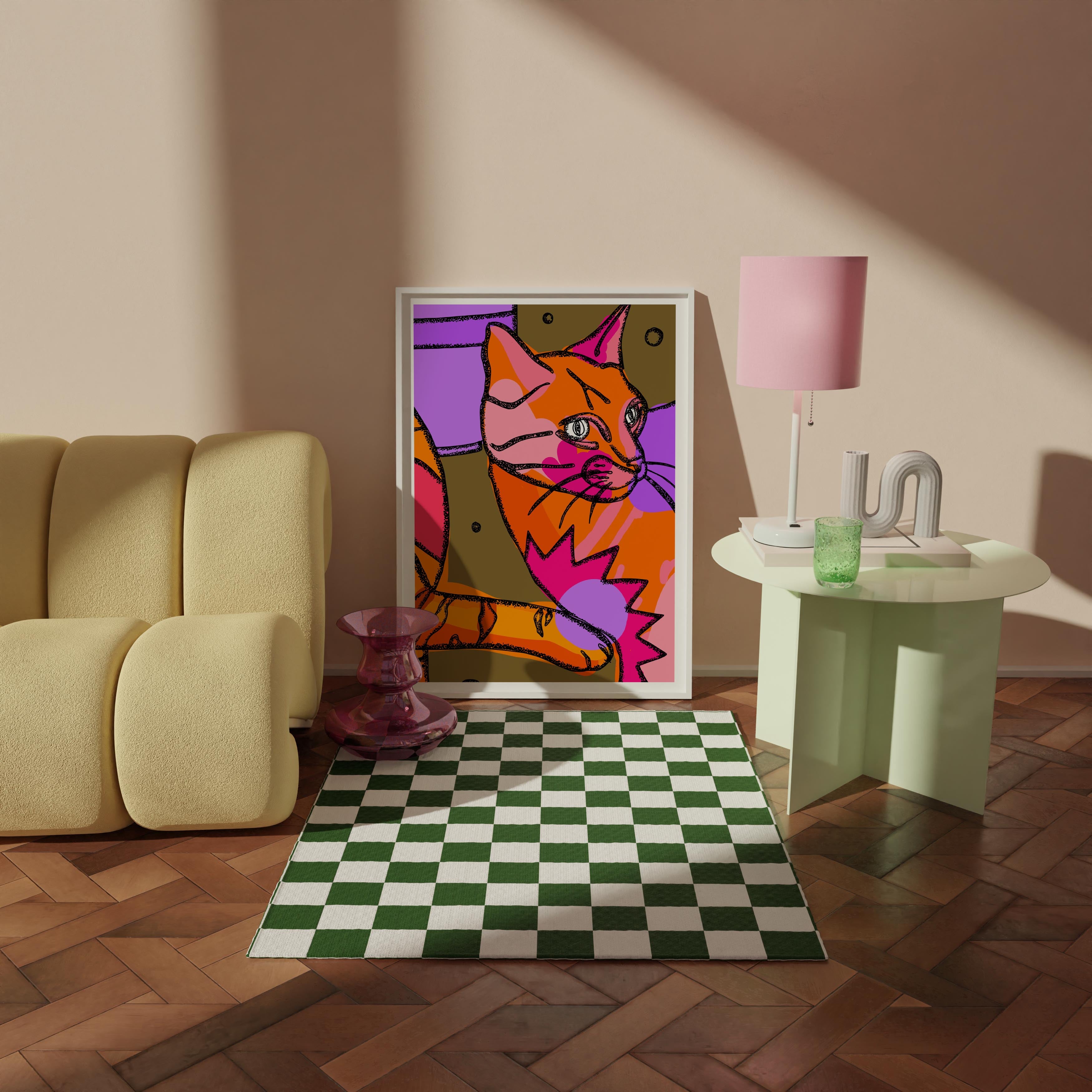 bright decor, cat prints, cat art, gift for cat lover