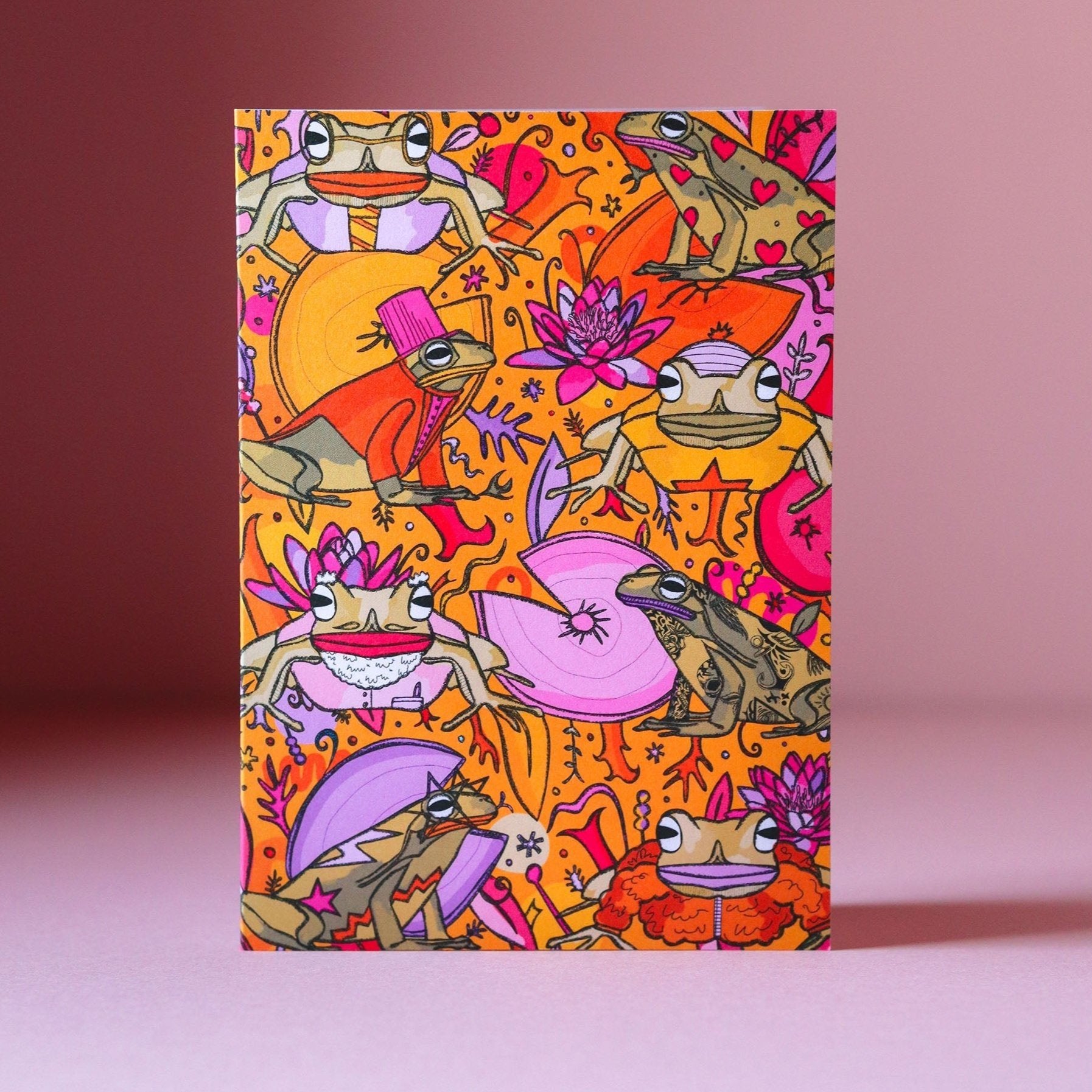 frog pond illustration greeting card
