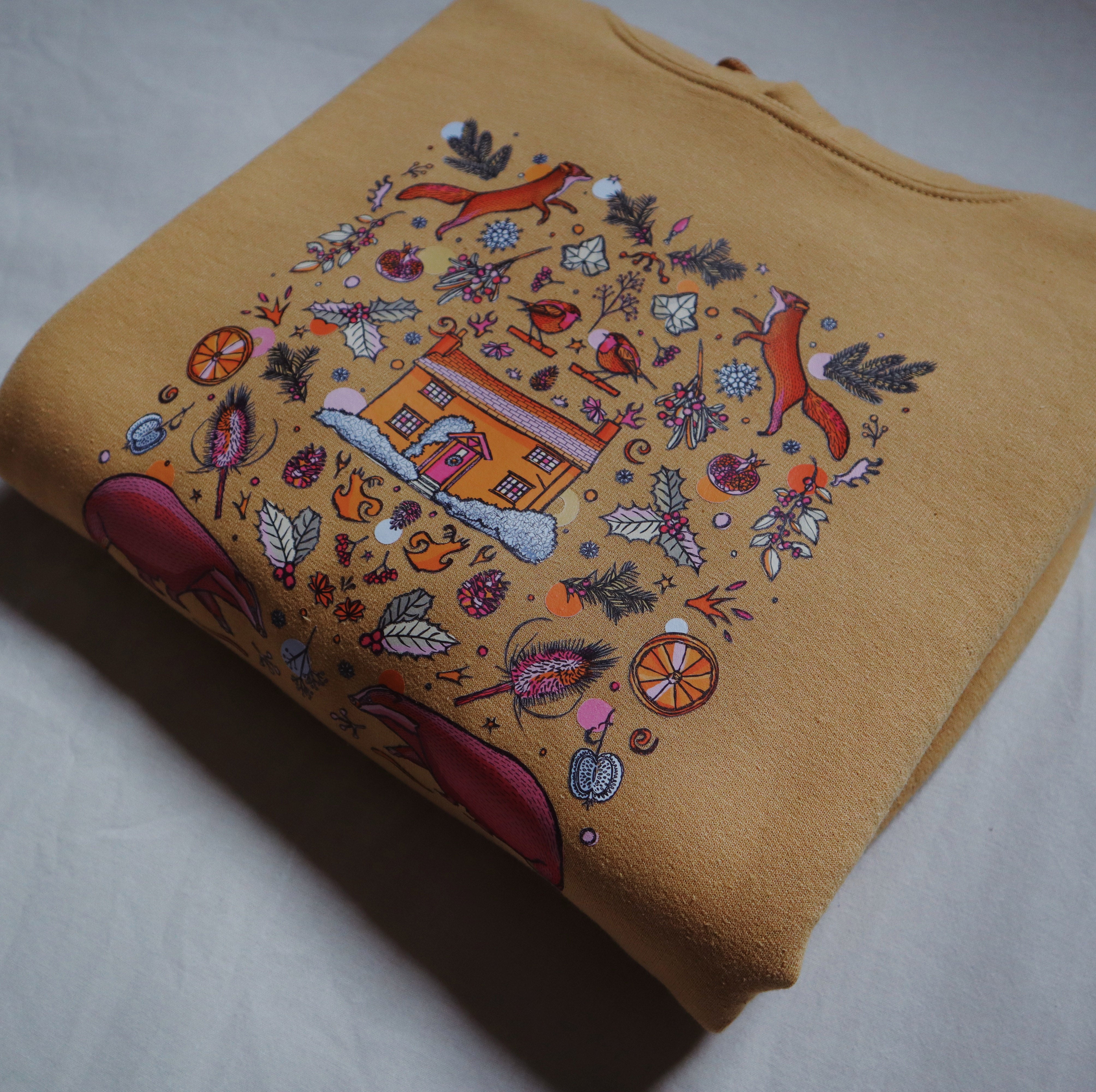 badger hoodie, winter hoodie, mustard hoodie, fox jumper, cute winter ootd