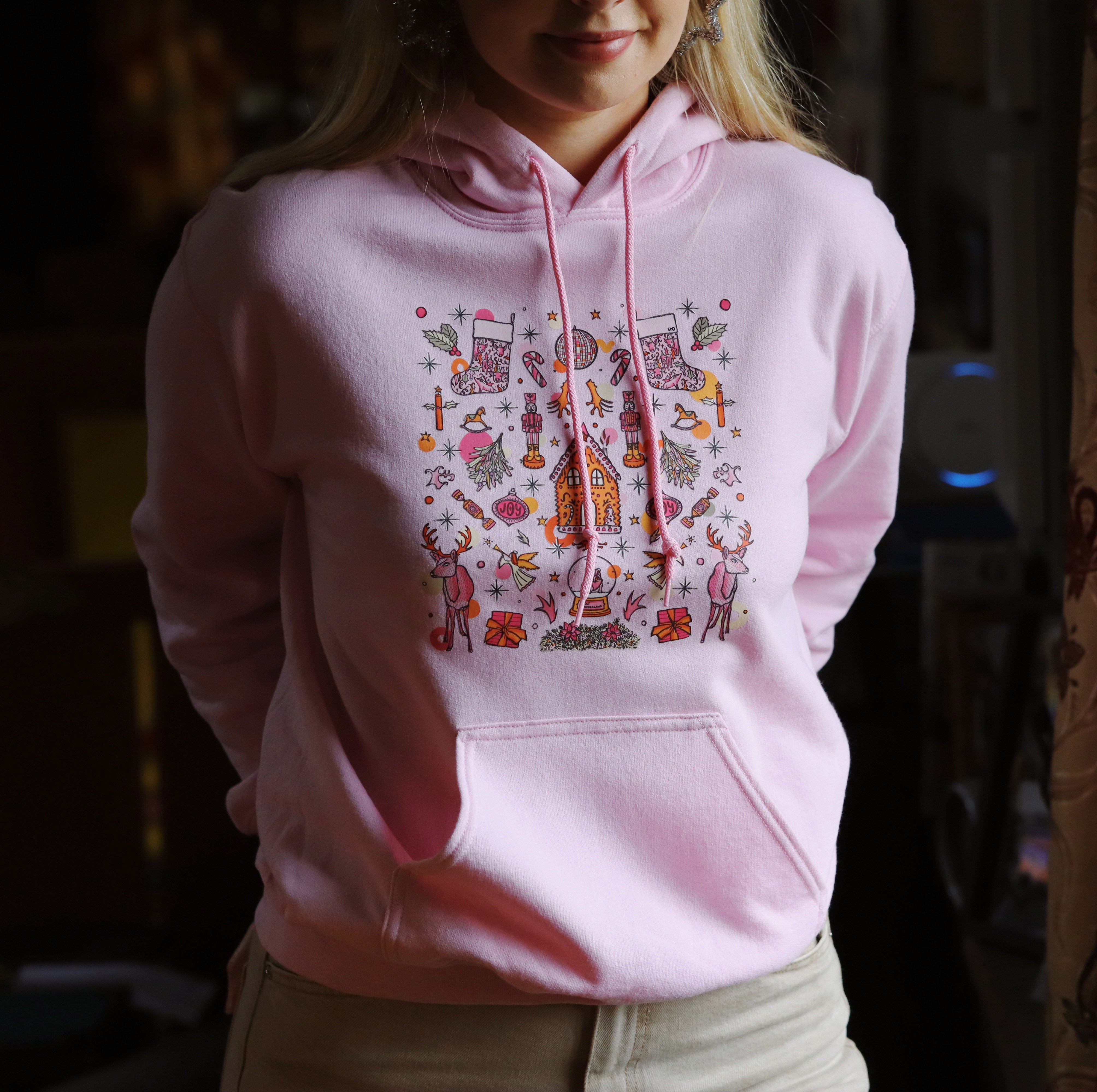 pink christmas hoodie
