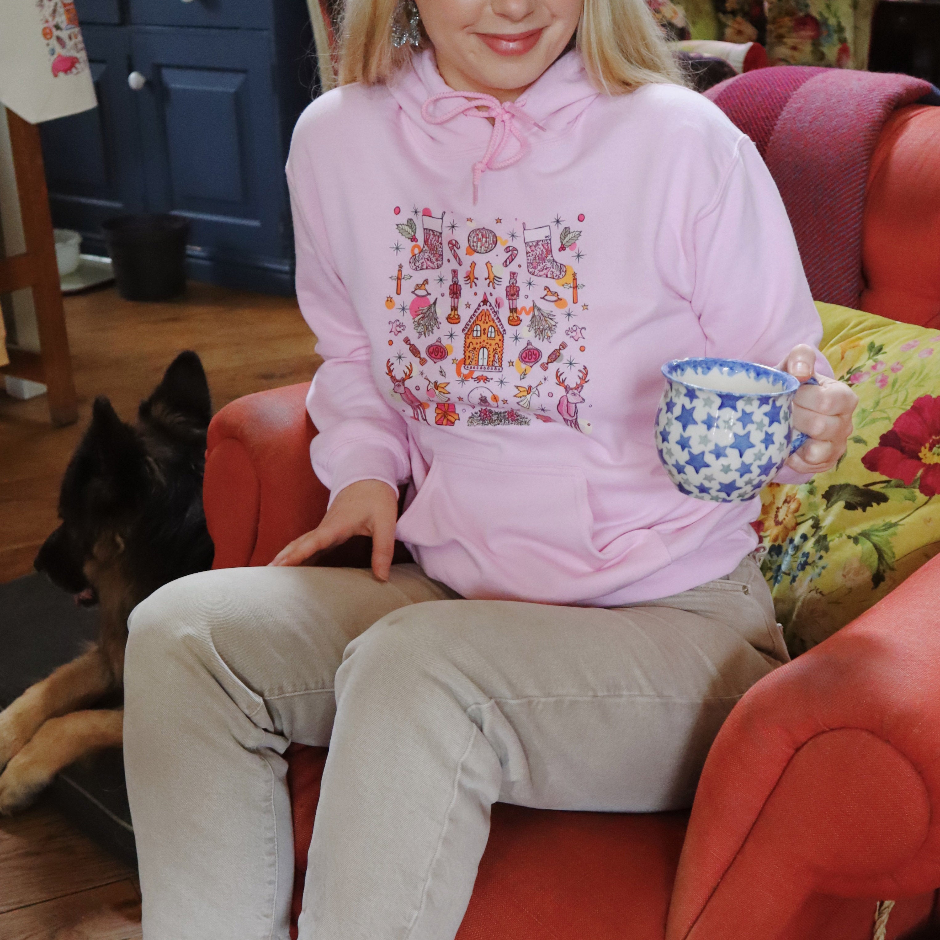 pink christmas hoodie