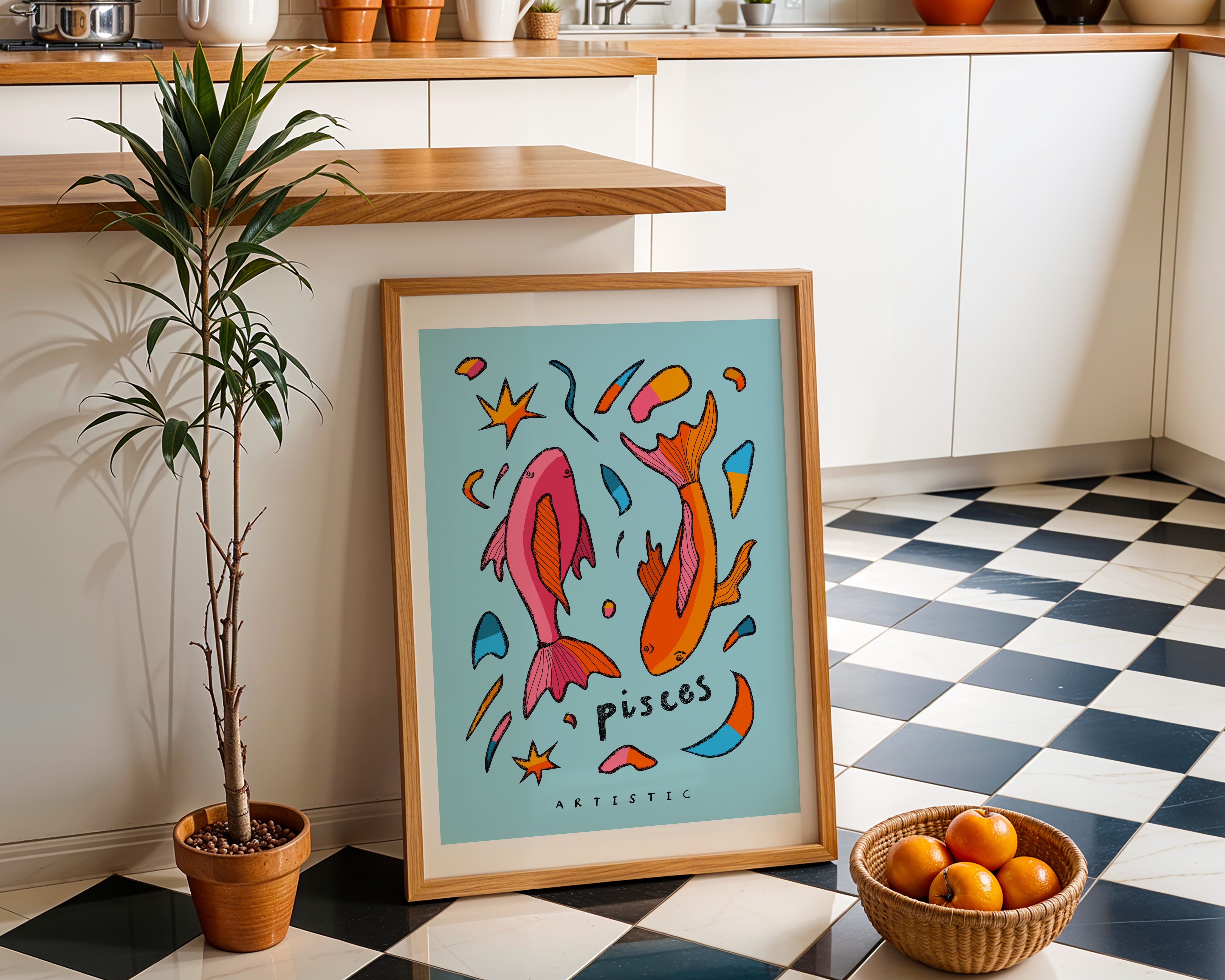 pisces zodiac art print