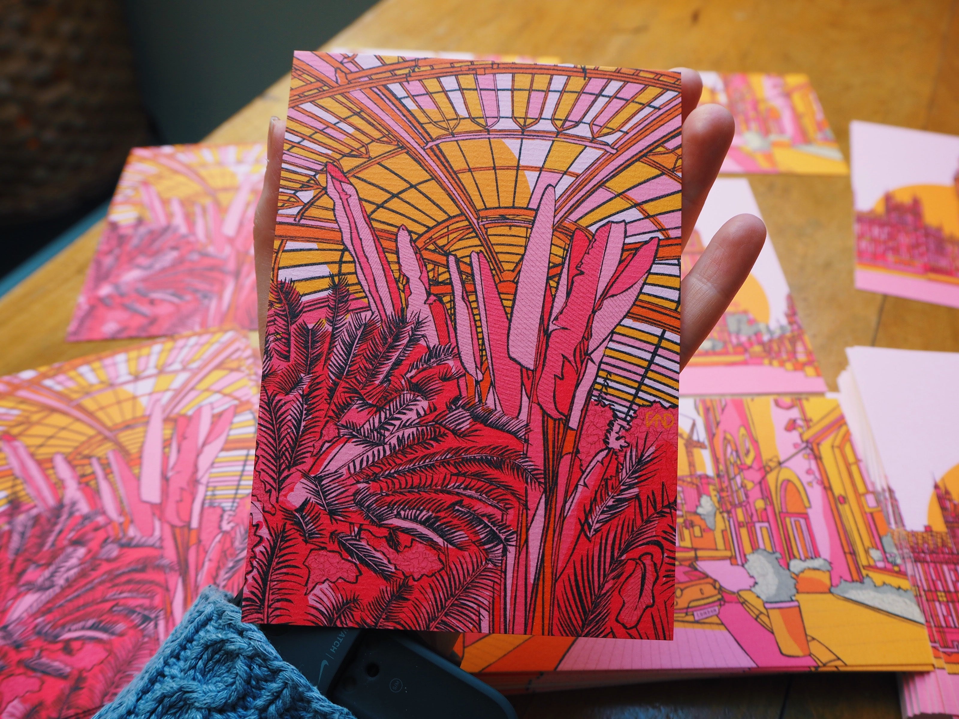 colourful botanical postcards