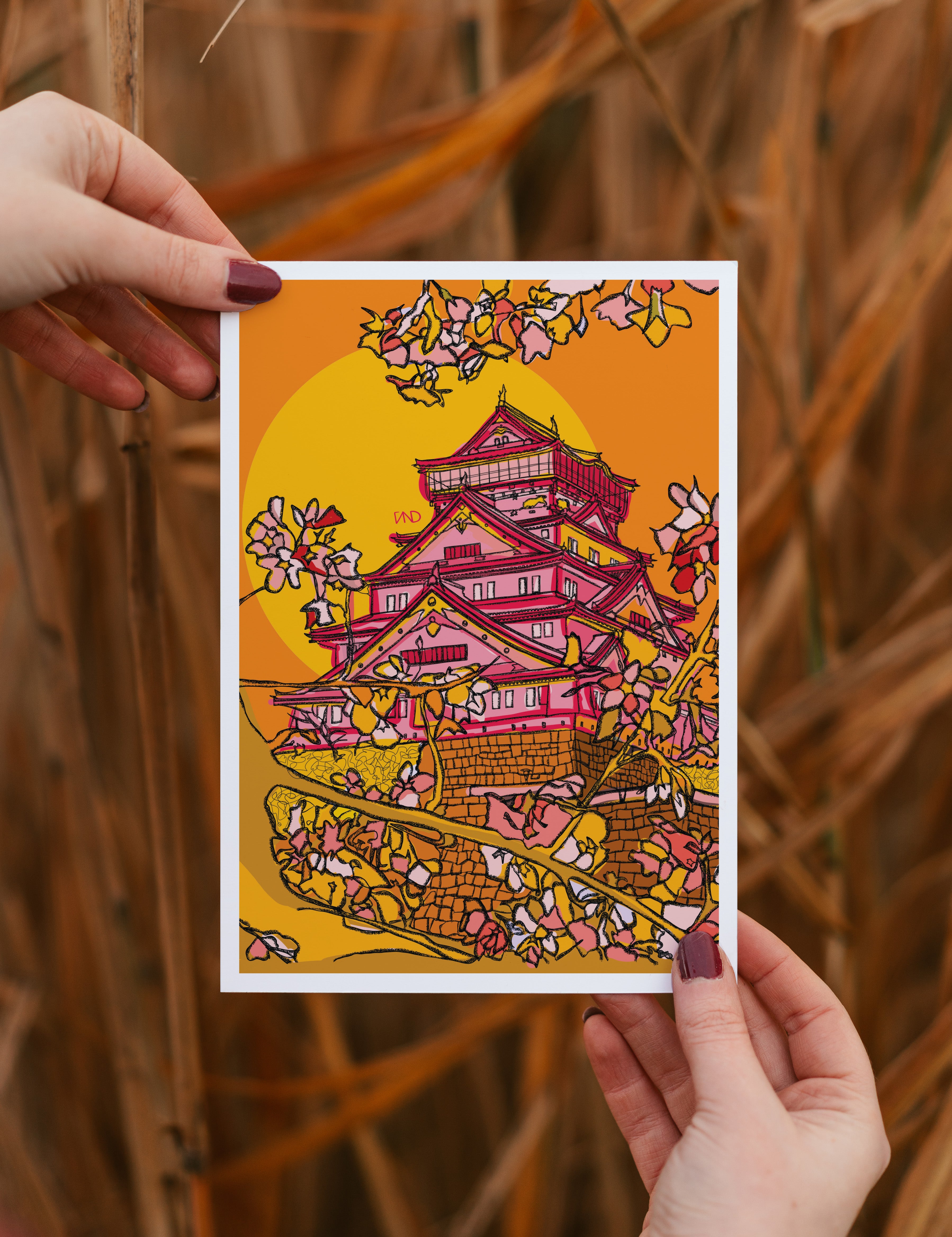 osaka castle art print