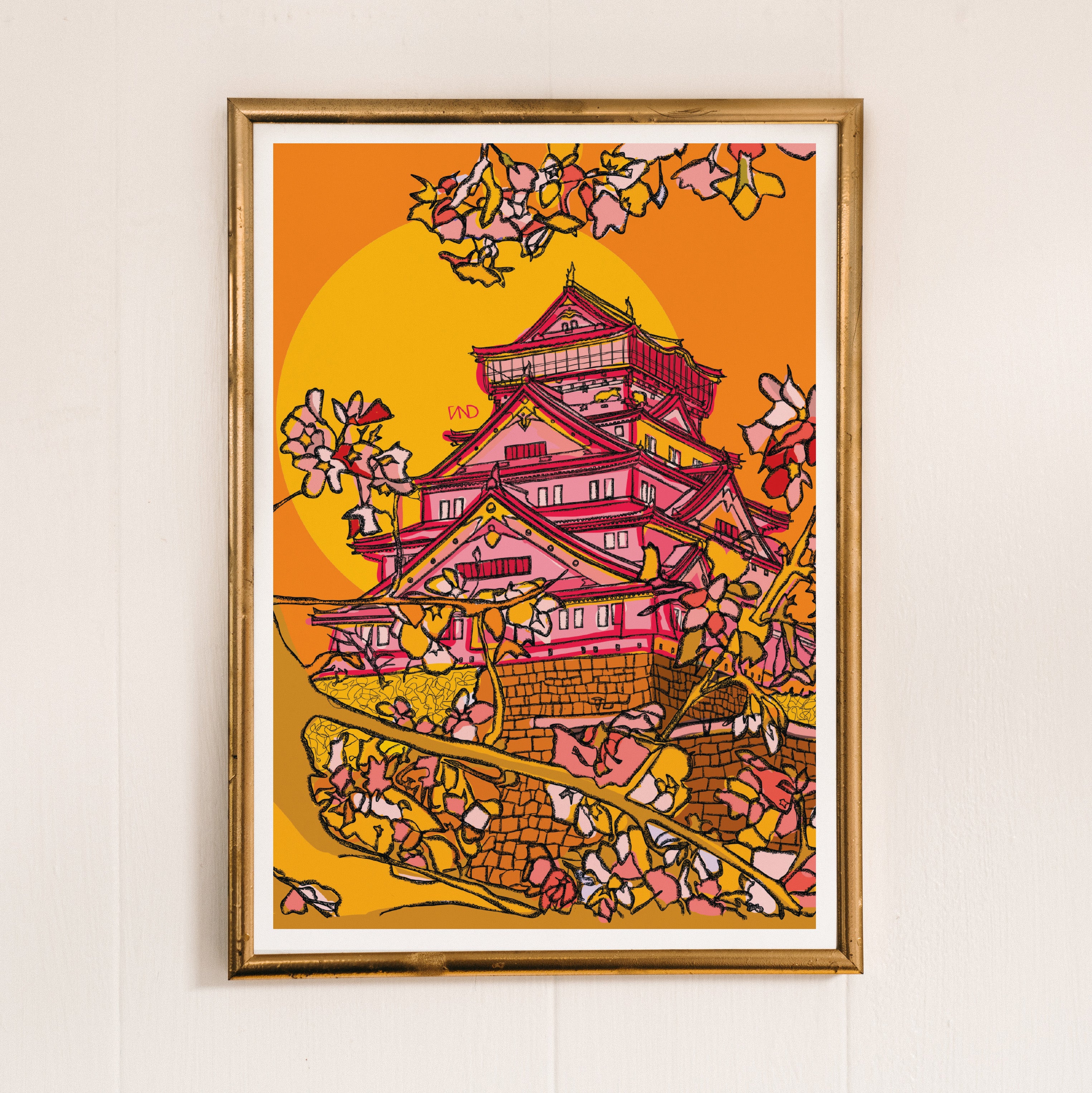 osaka castle art print