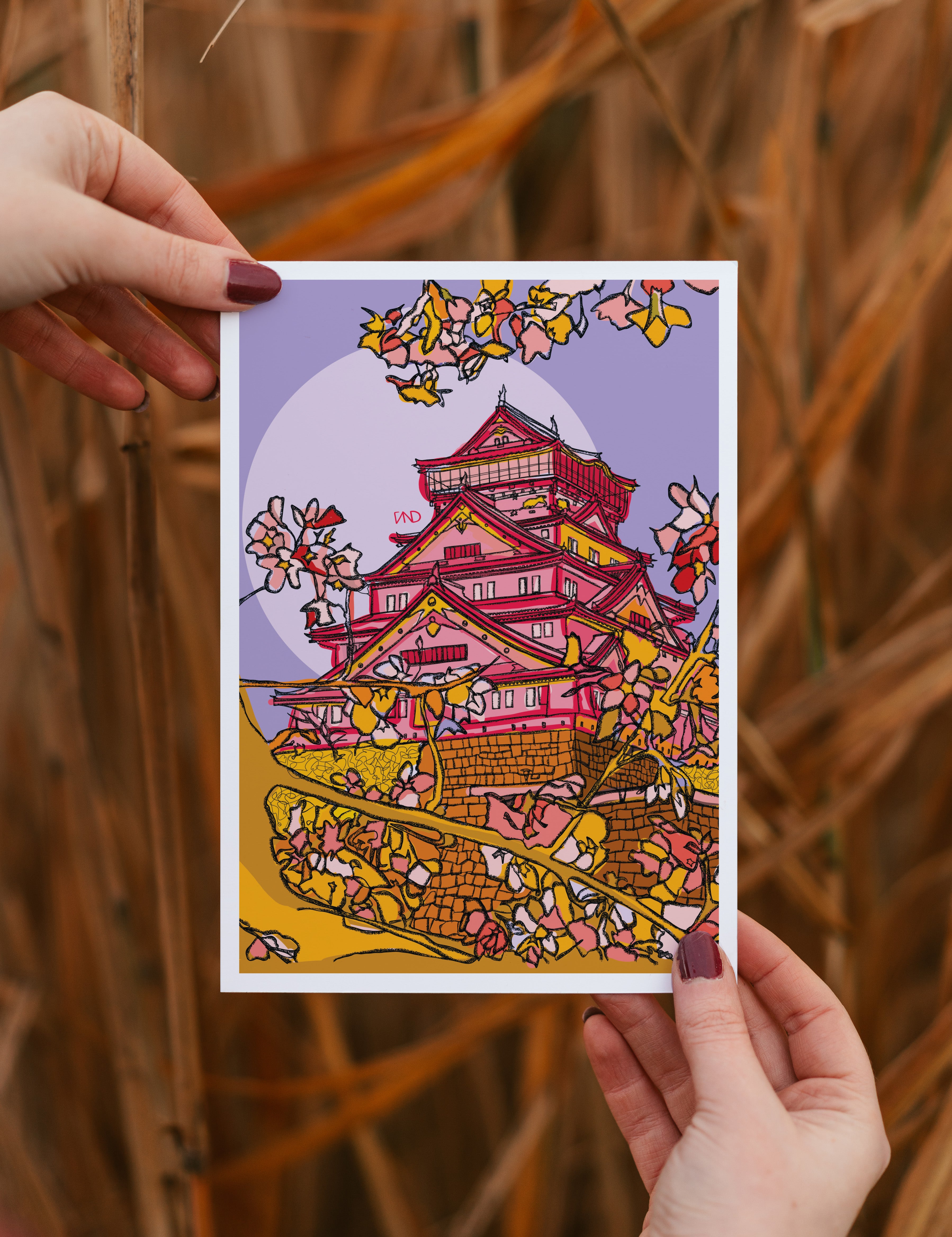 osaka castle art print