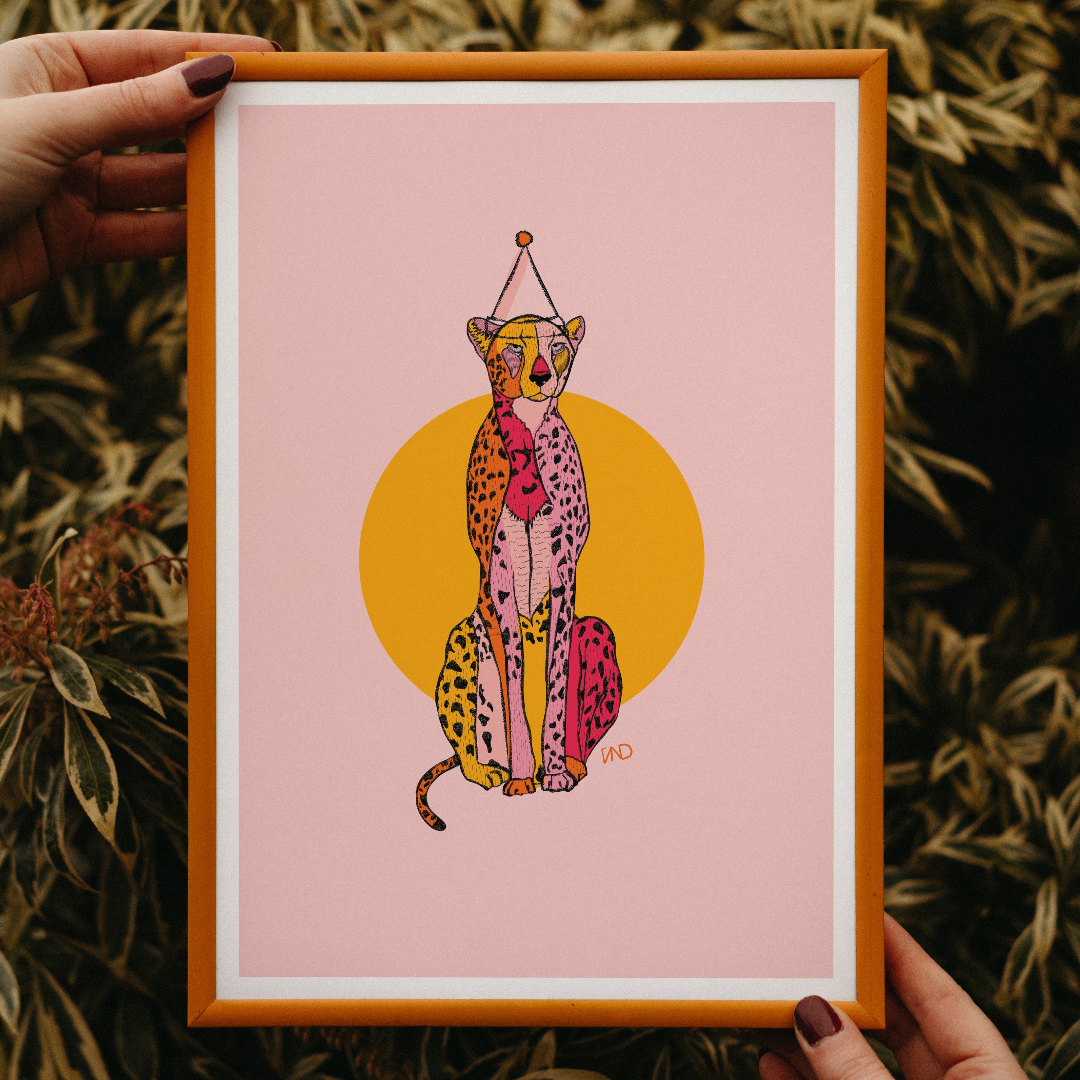 pink leopard art print