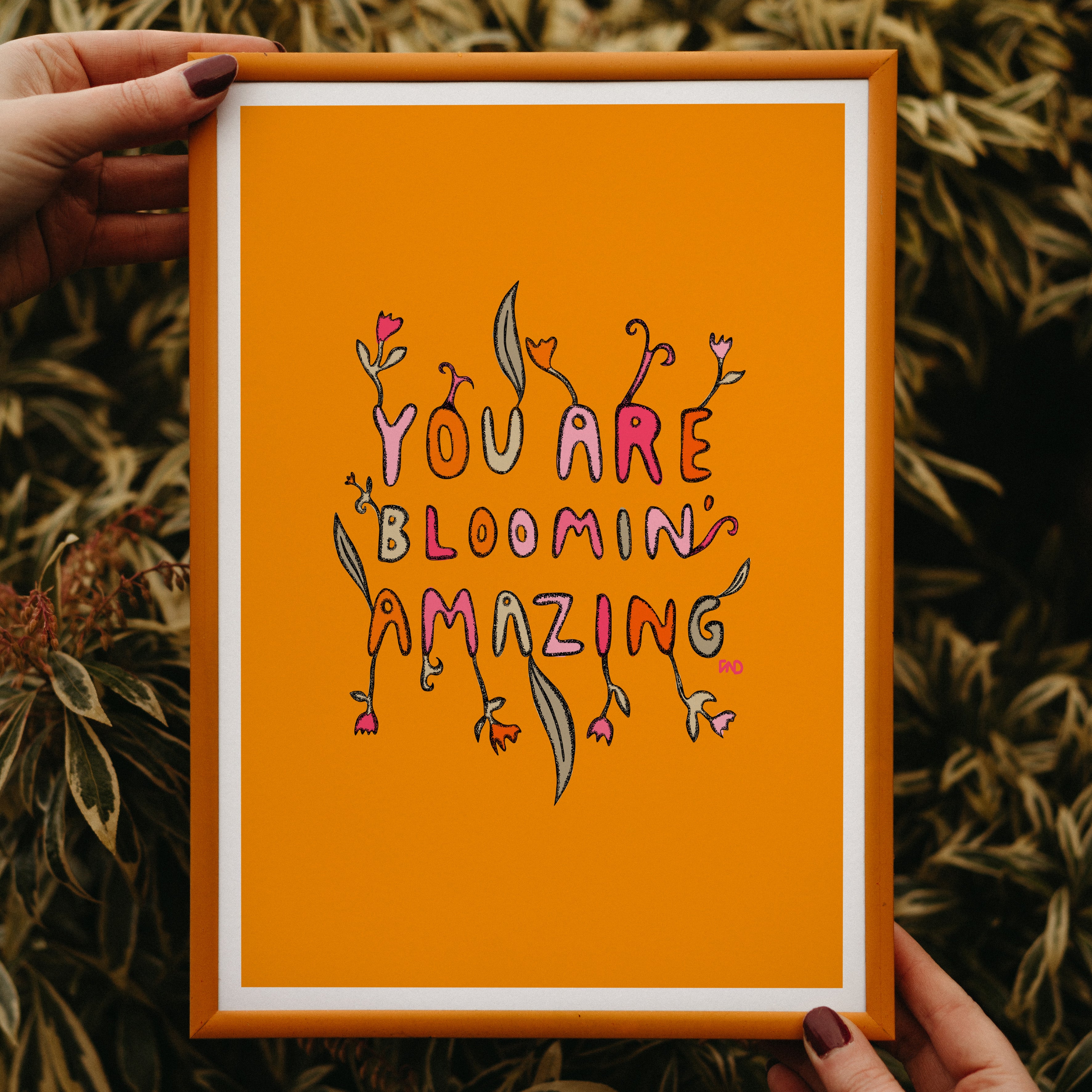 Positive quote wall art, colourful art print