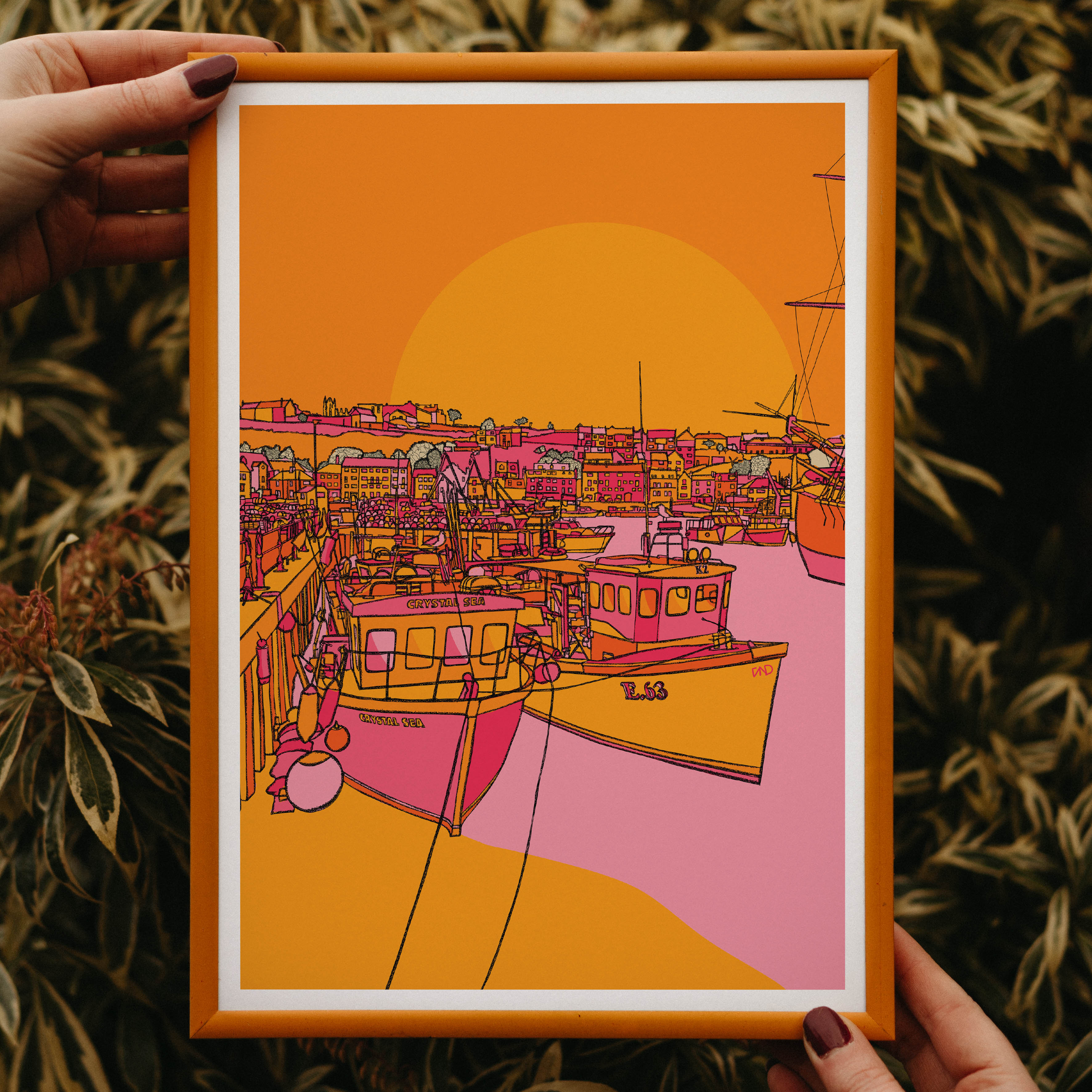Whitby art print, colourful nautical art, colourful wall art