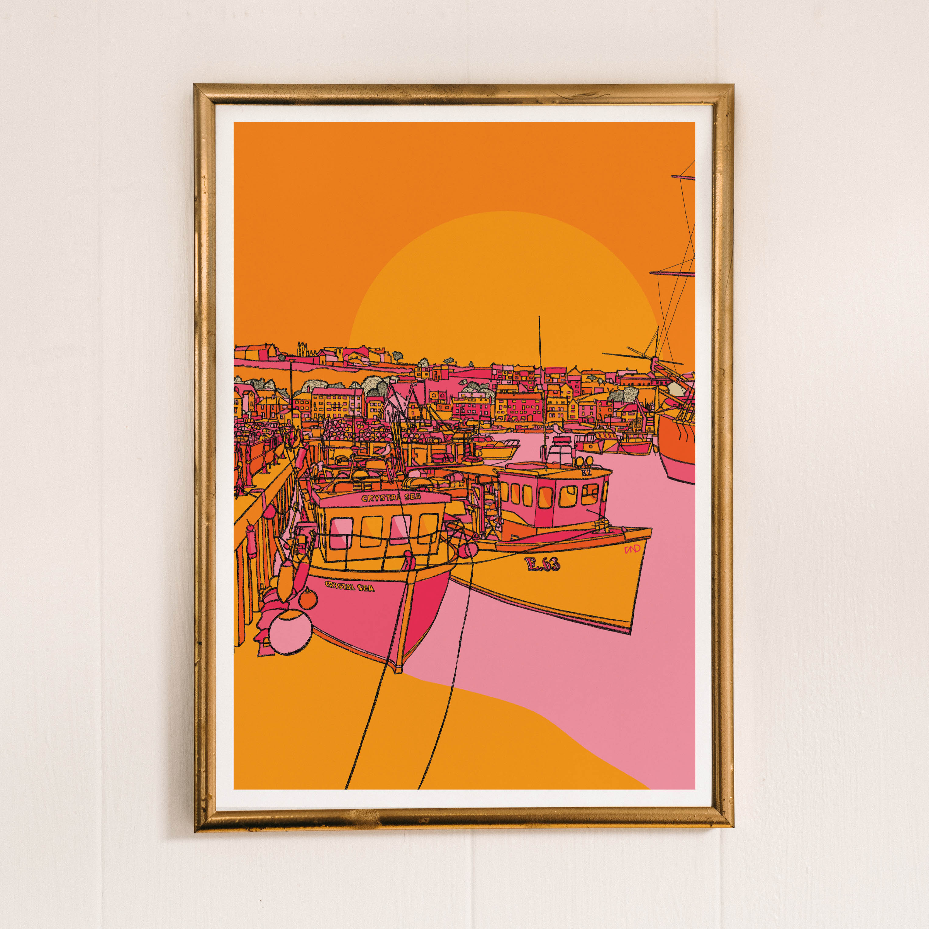 Whitby art print, colourful nautical art, colourful wall art