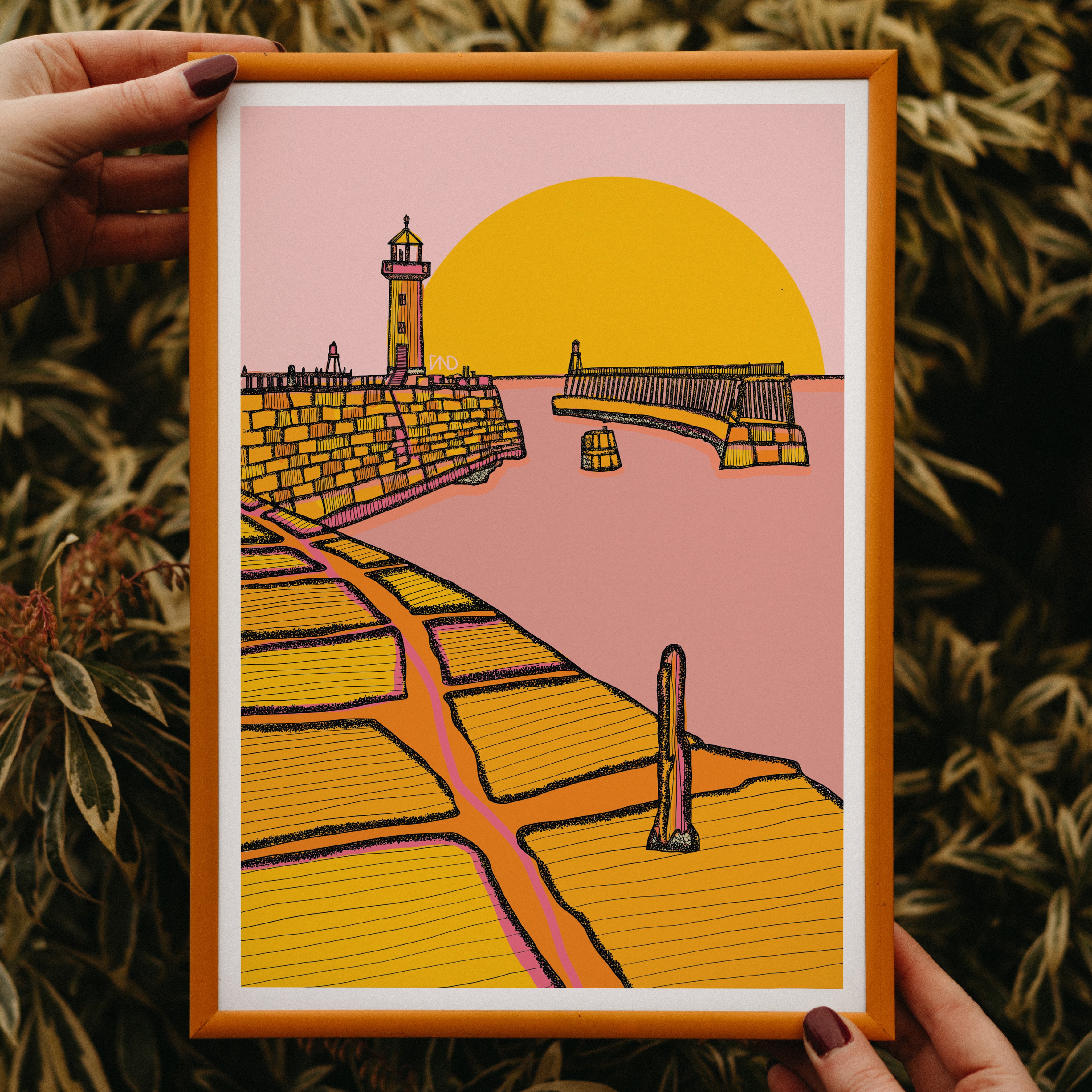 Whitby art print, colourful nautical art, colourful wall art