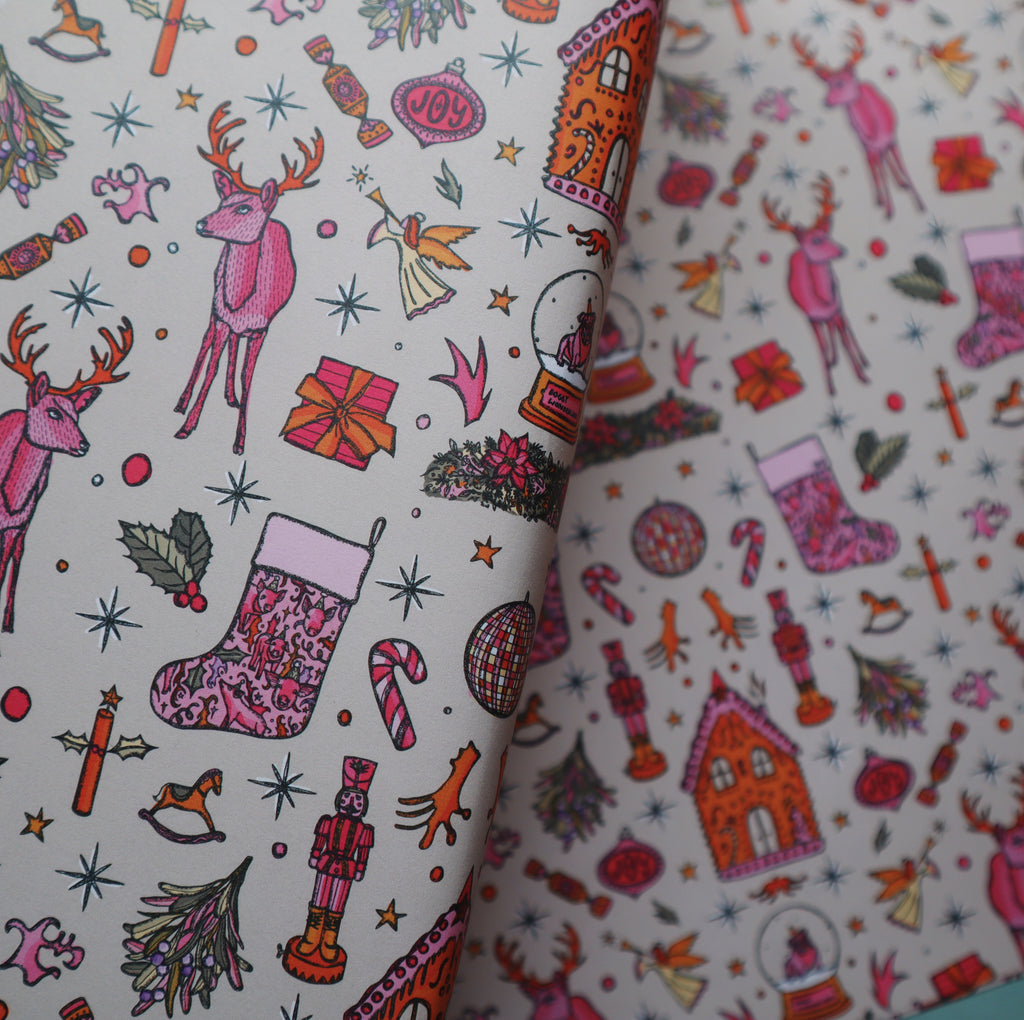 christmas wrapping paper, oliver bonas, freya niamh design, gingerbread gift wrap