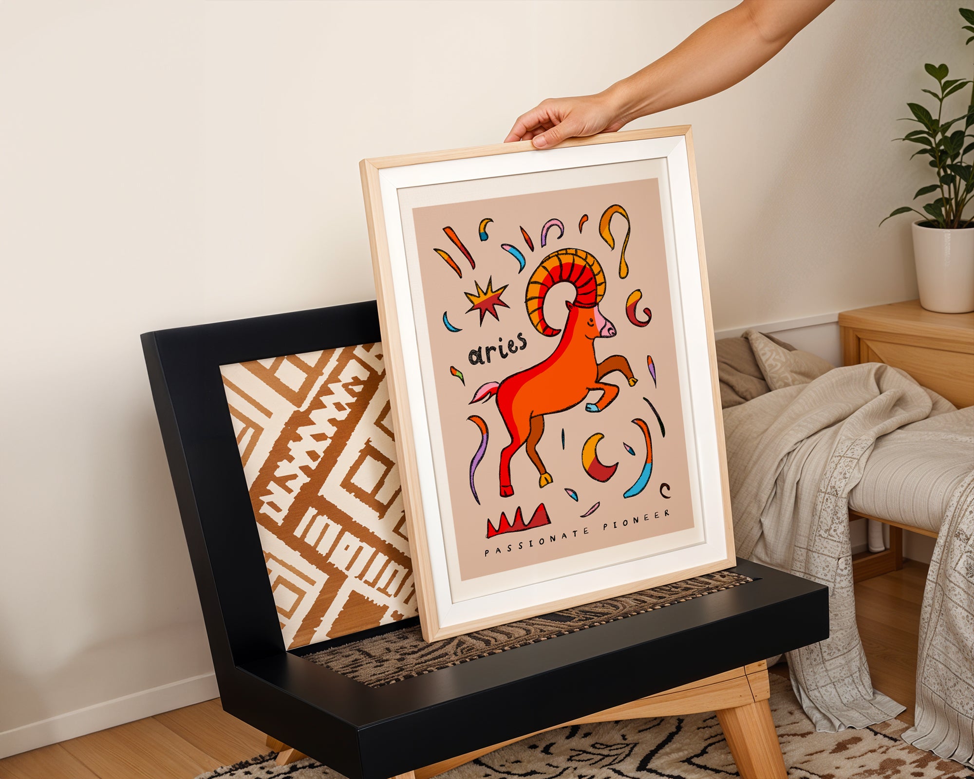 aries wall art, zodiac decor, aries print