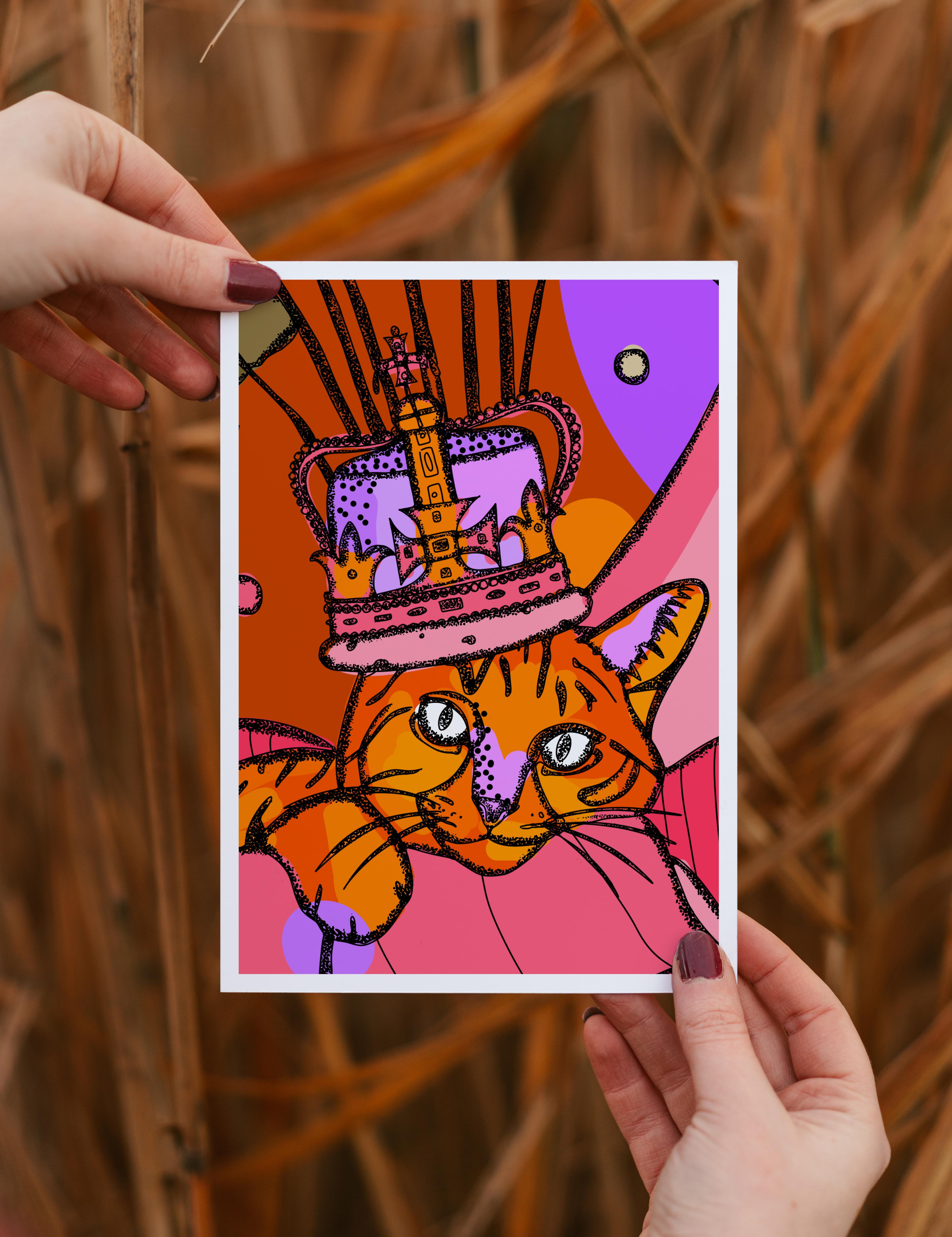 bright decor, cat prints, cat art, gift for cat lover