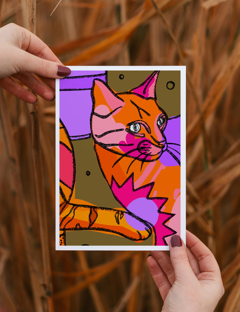 bright decor, cat prints, cat art, gift for cat lover