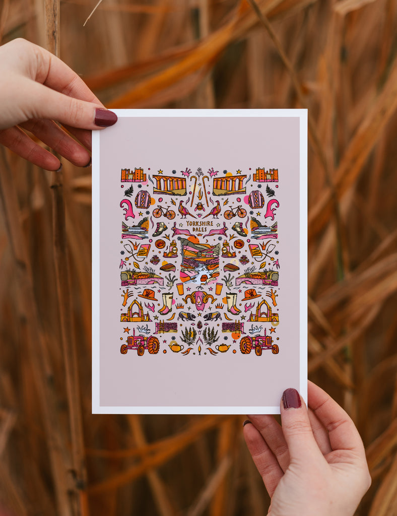 yorkshire dales art print, tractor print, beige wall art, statement art, beige prints, gift for farmer