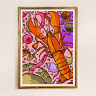pink lobster art print