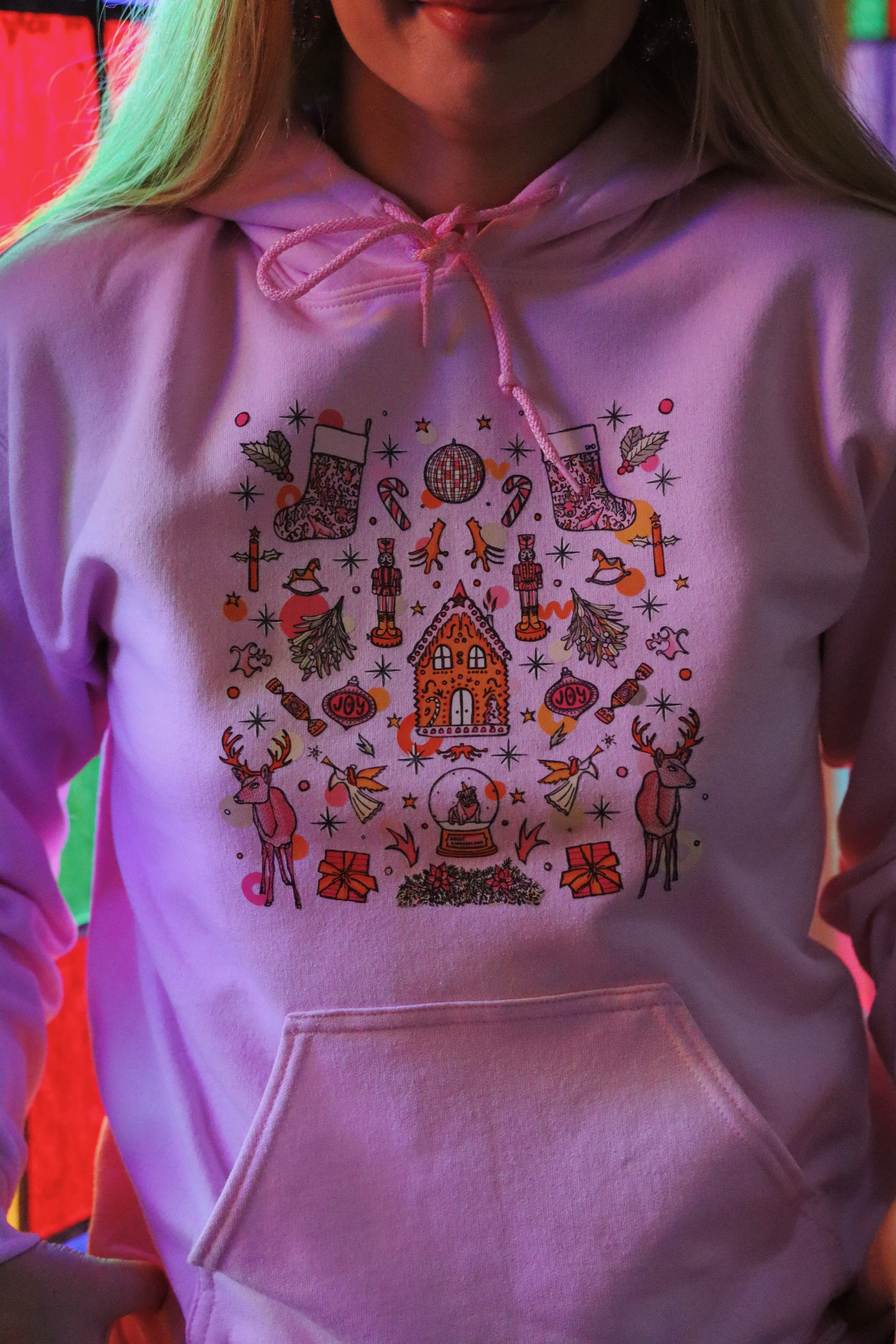 pink christmas hoodie