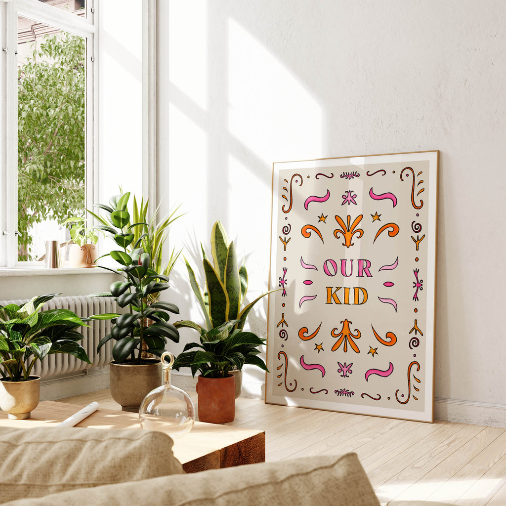our kid art print pink