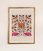 winter art print, badger art, fox drawing, statement wall art, nursery decor, cute wall art