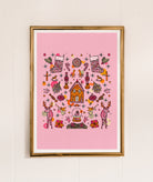 christmas decor, pink statement wall art, gingerbread house, nursery decor