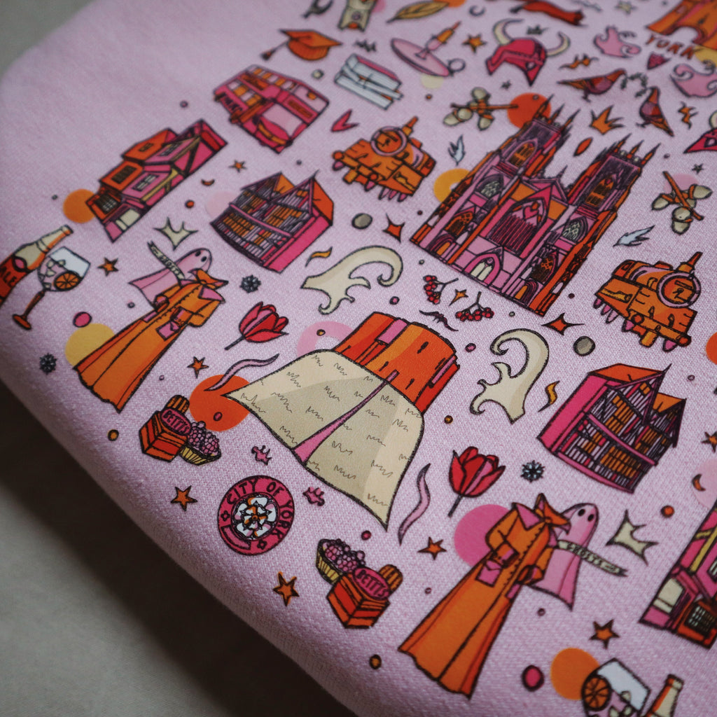 pink jumper, baby pink jumper, york jumper, york gift, york minster print, york uk