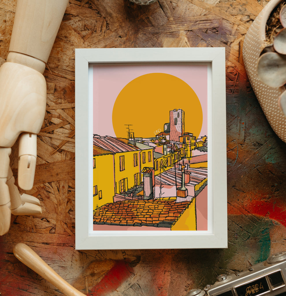 antibes grimaldi tower, colourful wall art