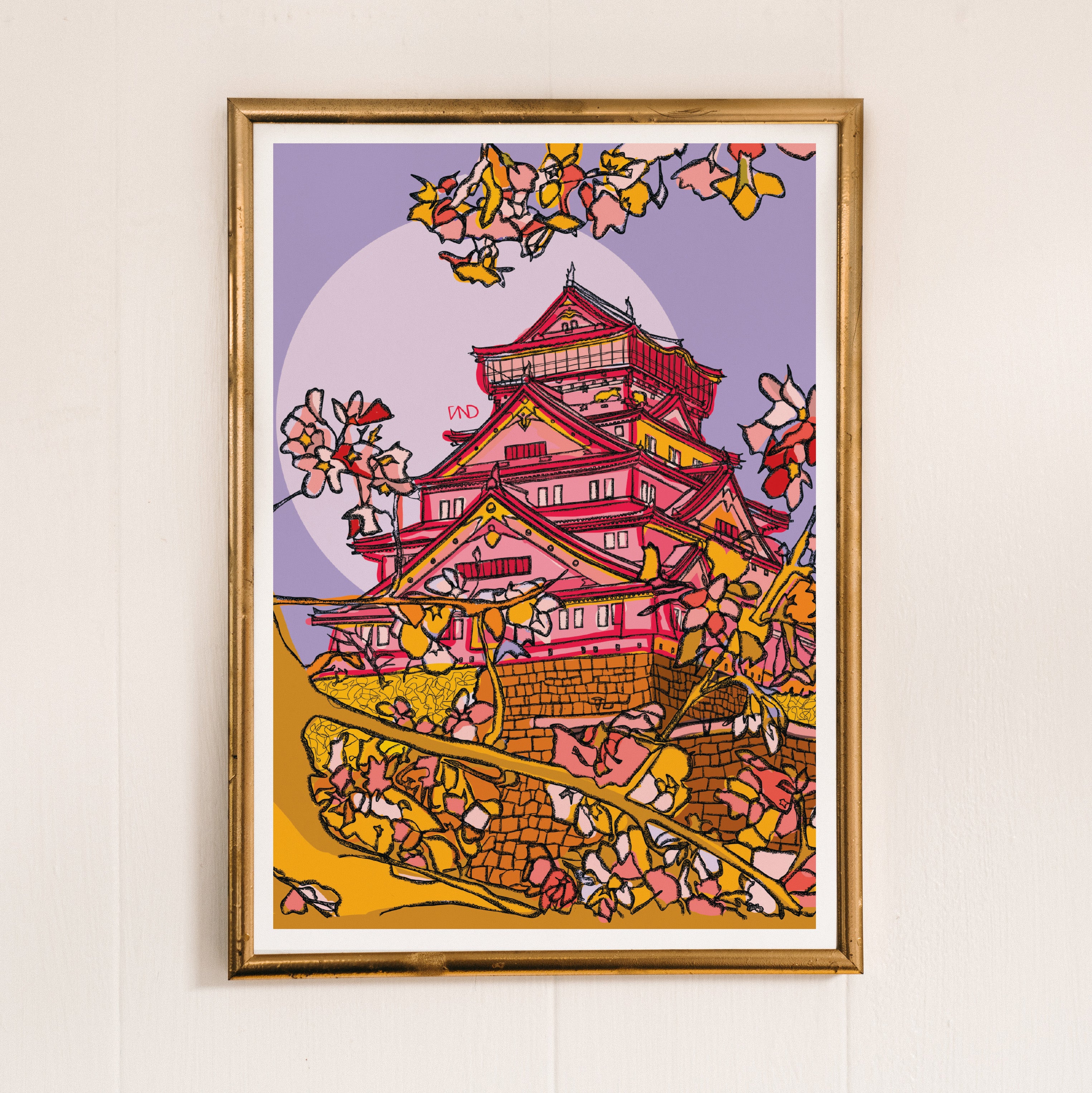 osaka castle art print