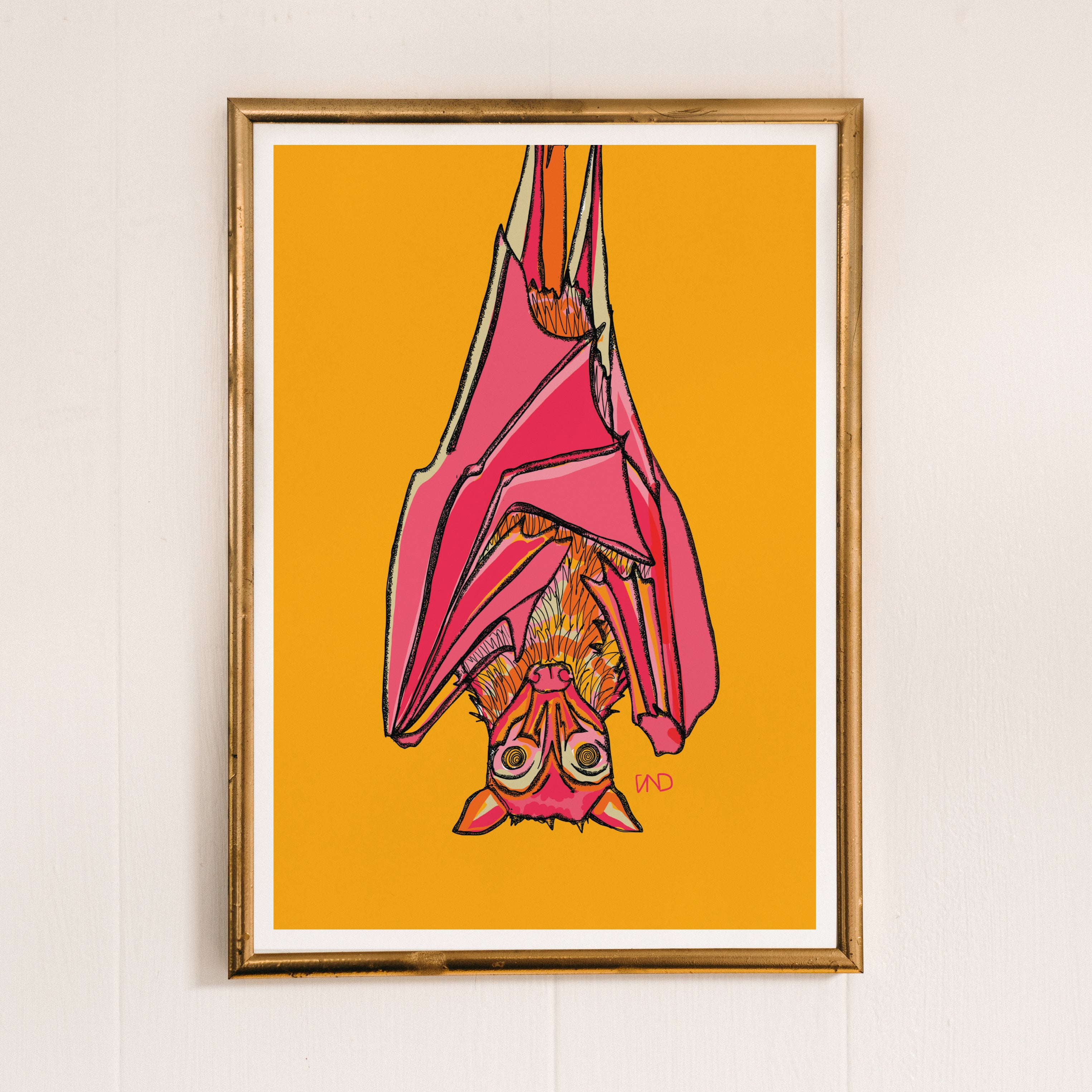colourful wall art, bat art