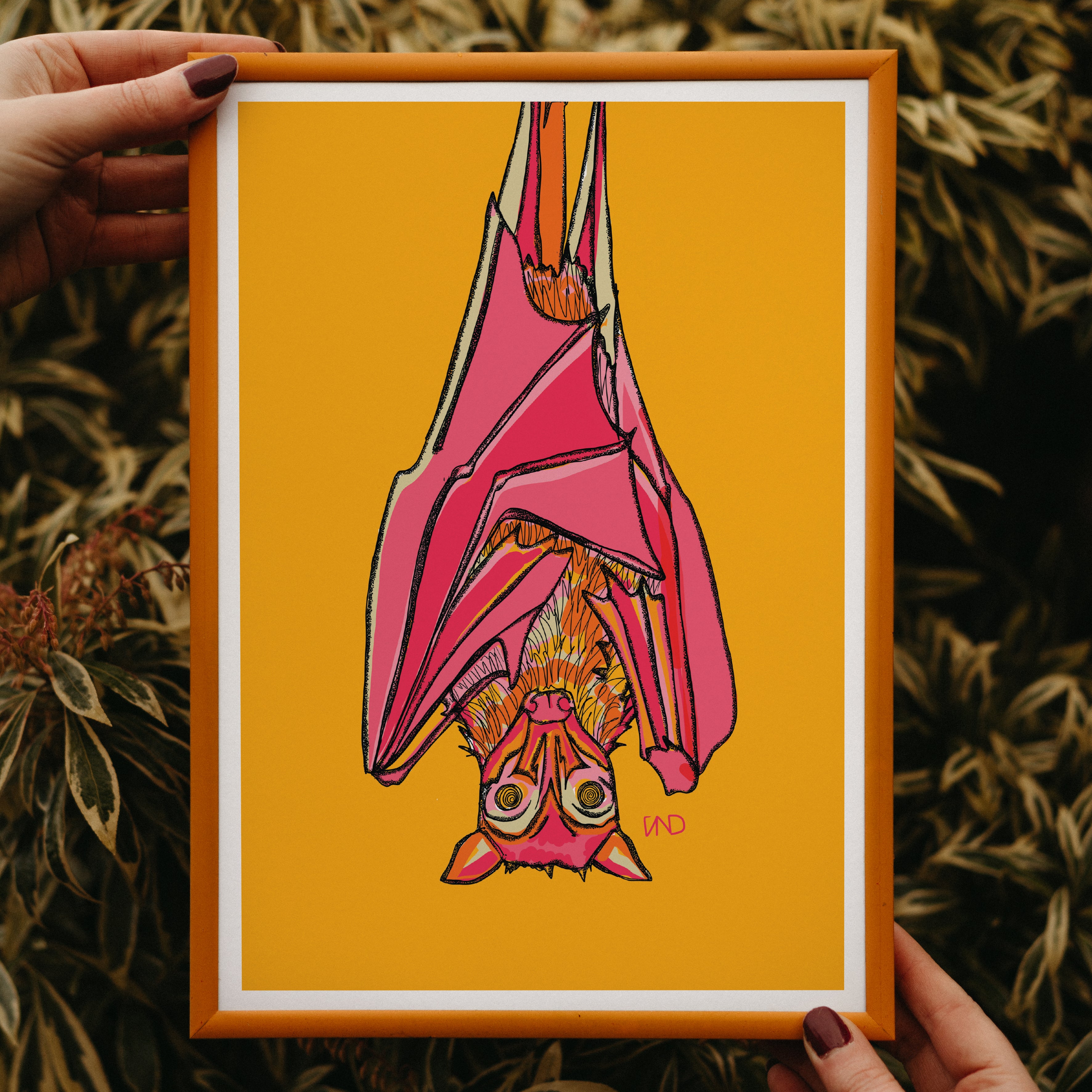 colourful wall art, bat art