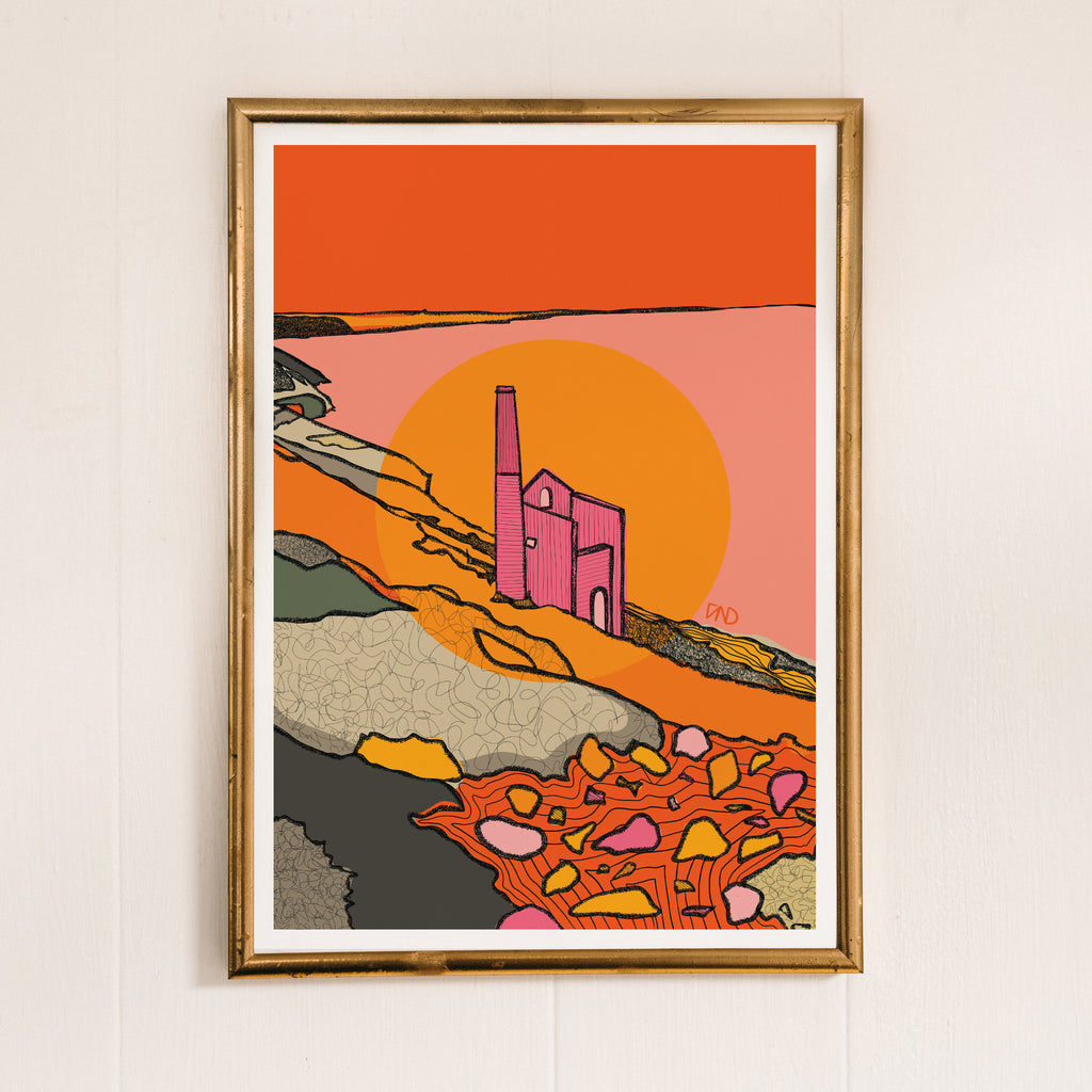 cornish tin mine art print