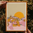 Ski village art print