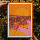 Whitby art print, colourful nautical art, colourful wall art