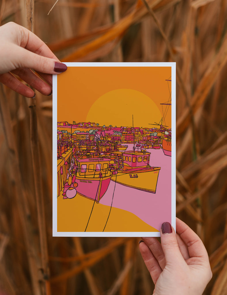 Whitby art print, colourful nautical art, colourful wall art
