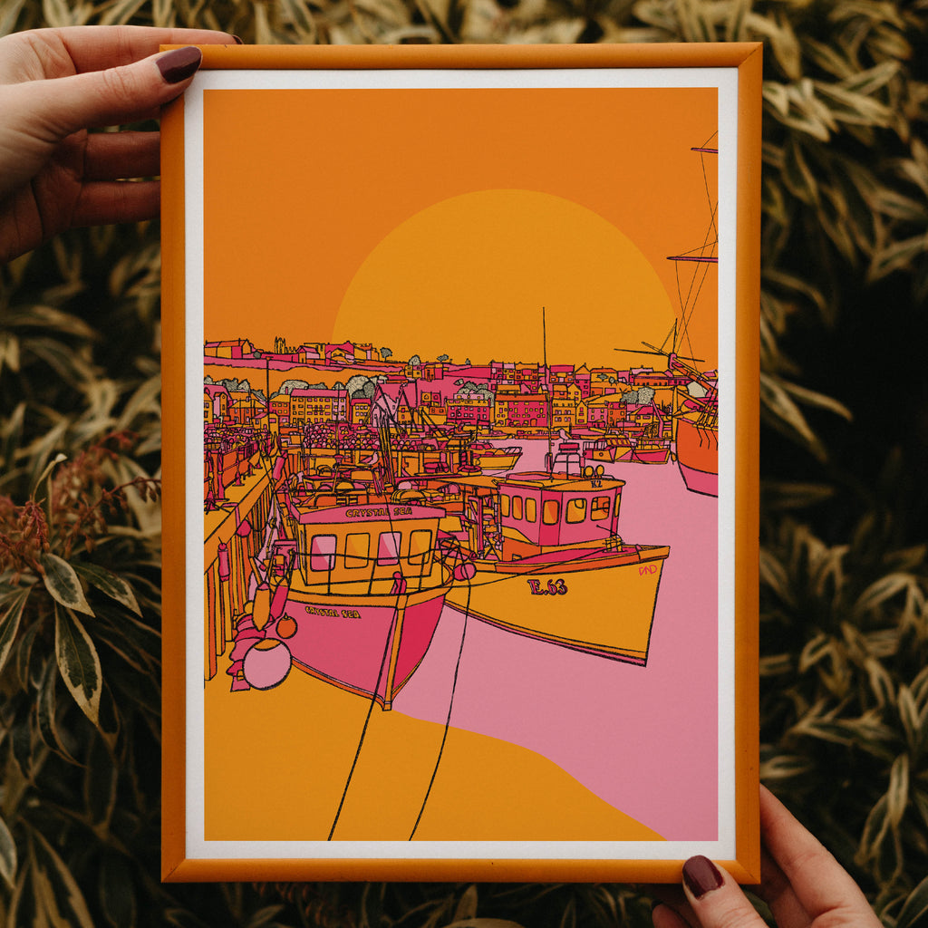 Whitby art print, colourful nautical art, colourful wall art