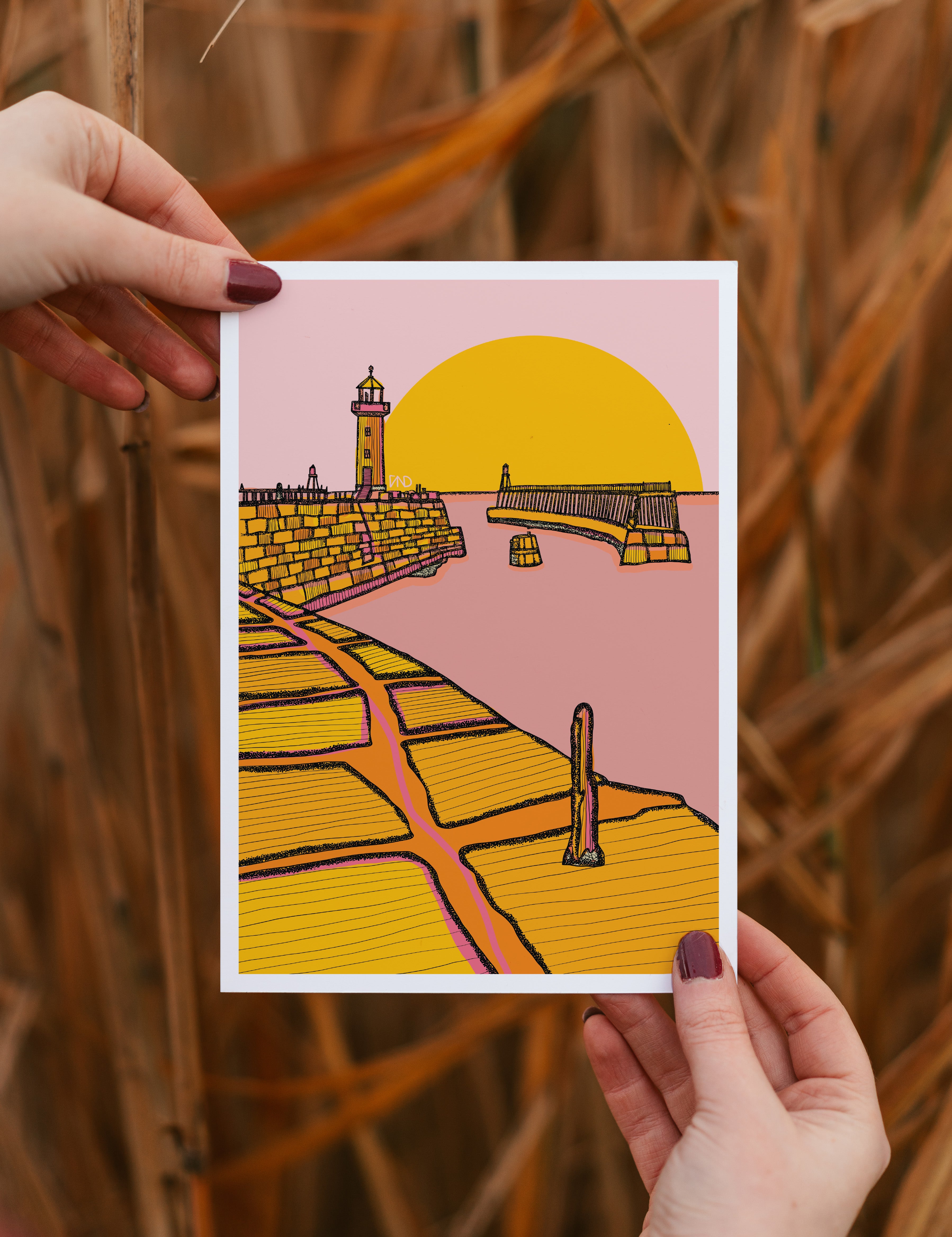 Whitby art print, colourful nautical art, colourful wall art