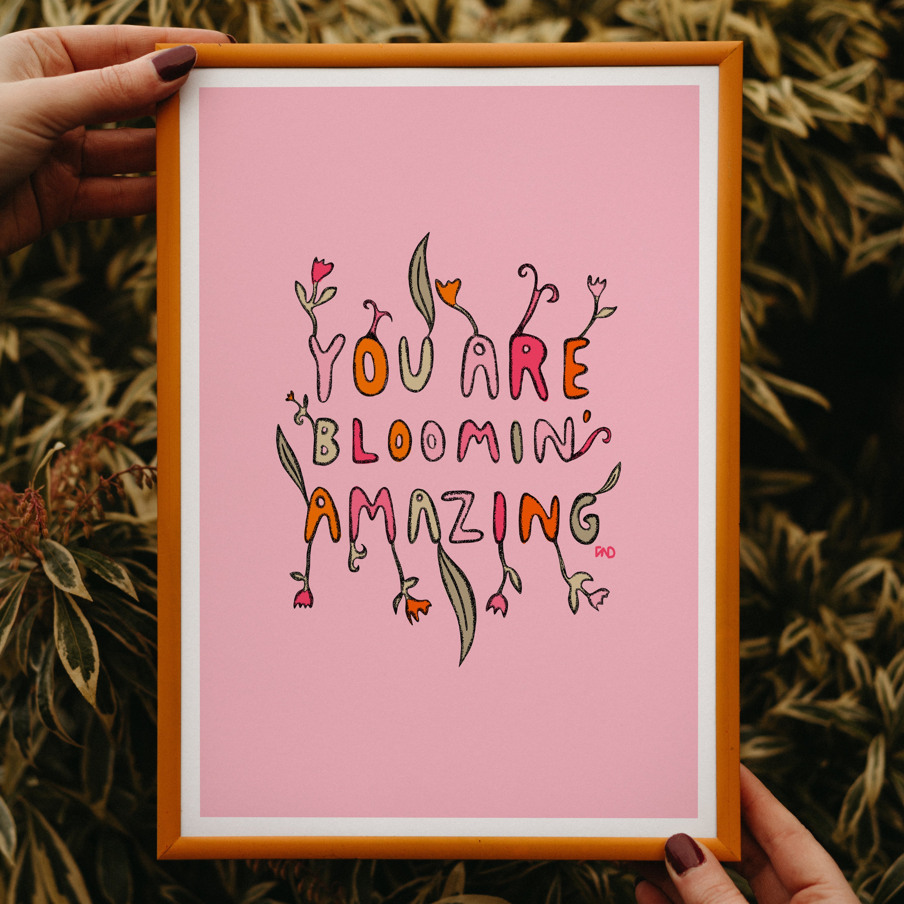 Positive quote wall art, colourful art print
